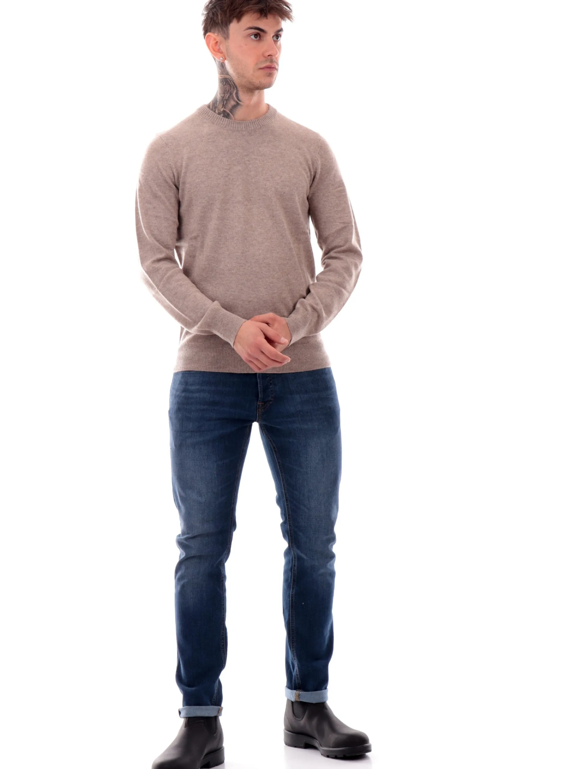 GIANNI LUPO Maglie*Maglione beige da uomo in lana GL383SF24