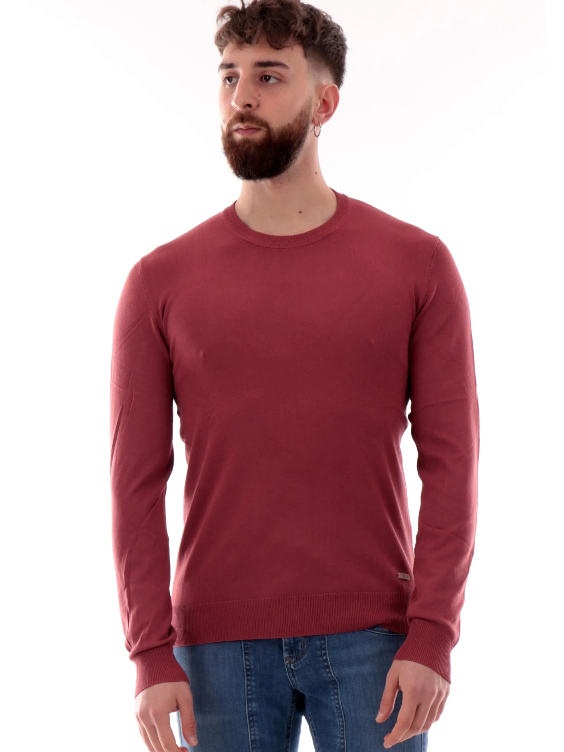 GIANNI LUPO Maglie*Maglione girocollo rosso da uomo in viscosa GL512SS25