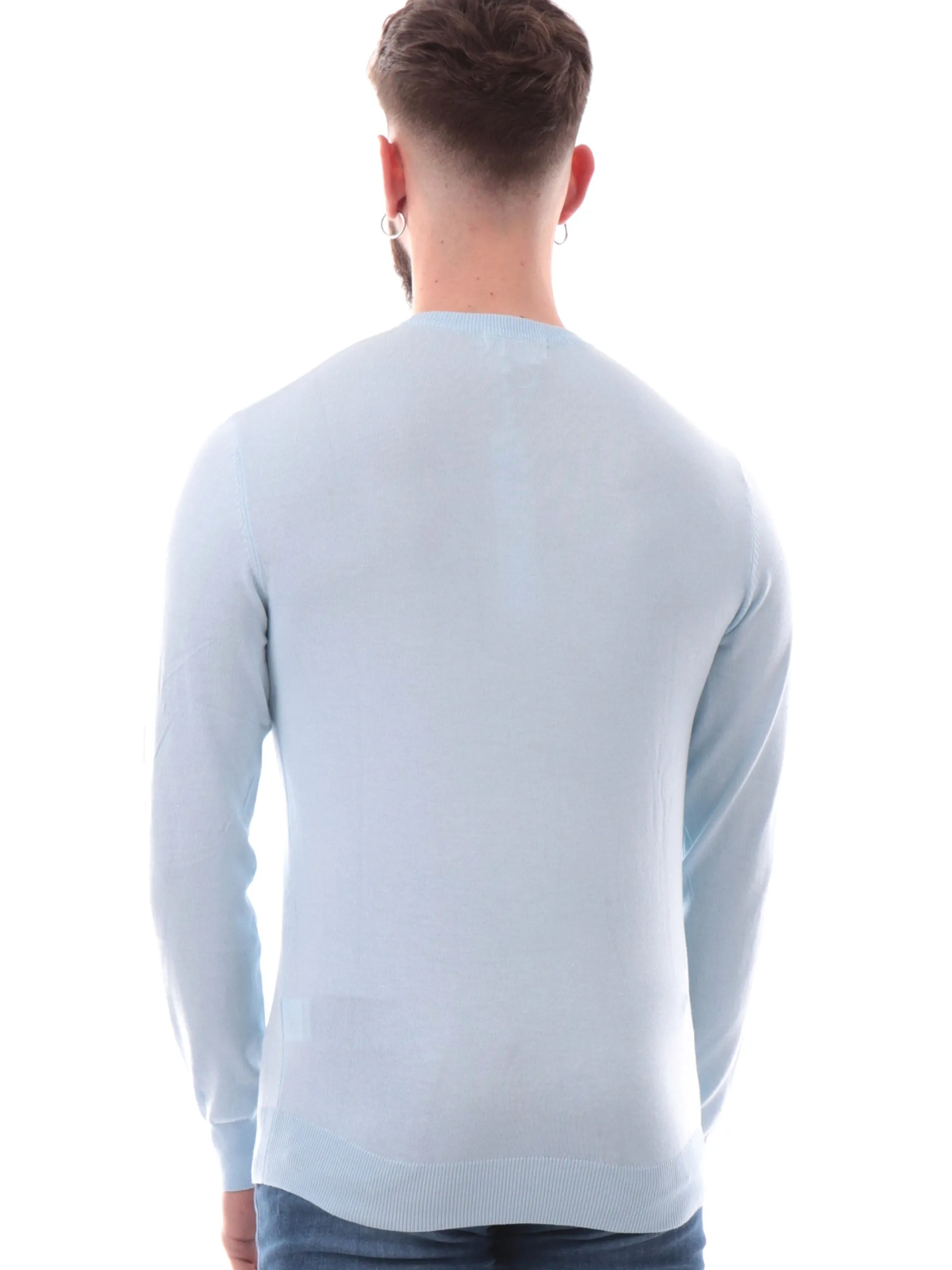 GIANNI LUPO Maglie*Maglione girocollo blu da uomo in viscosa GL512SS25