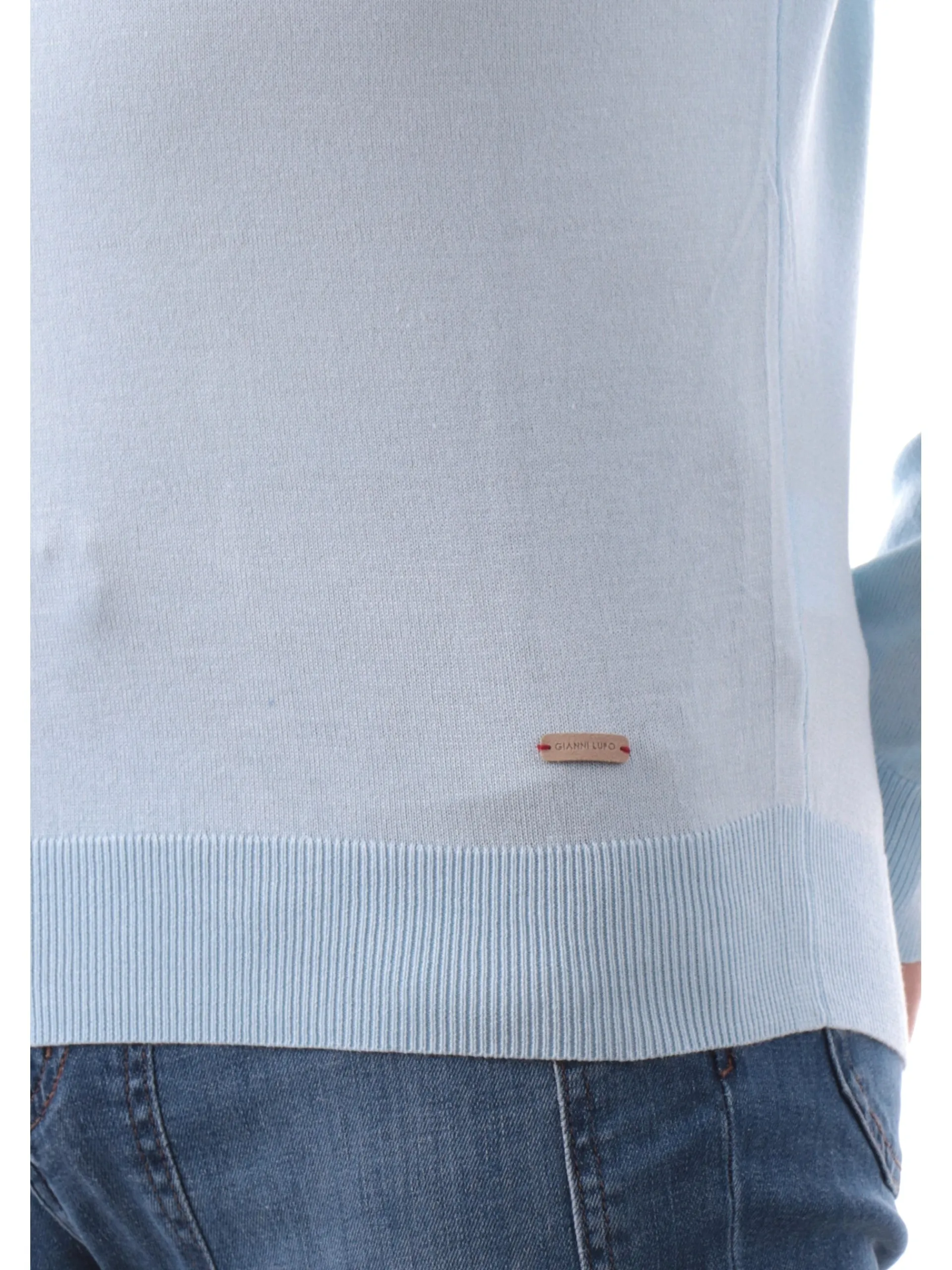 GIANNI LUPO Maglie*Maglione girocollo blu da uomo in viscosa GL512SS25