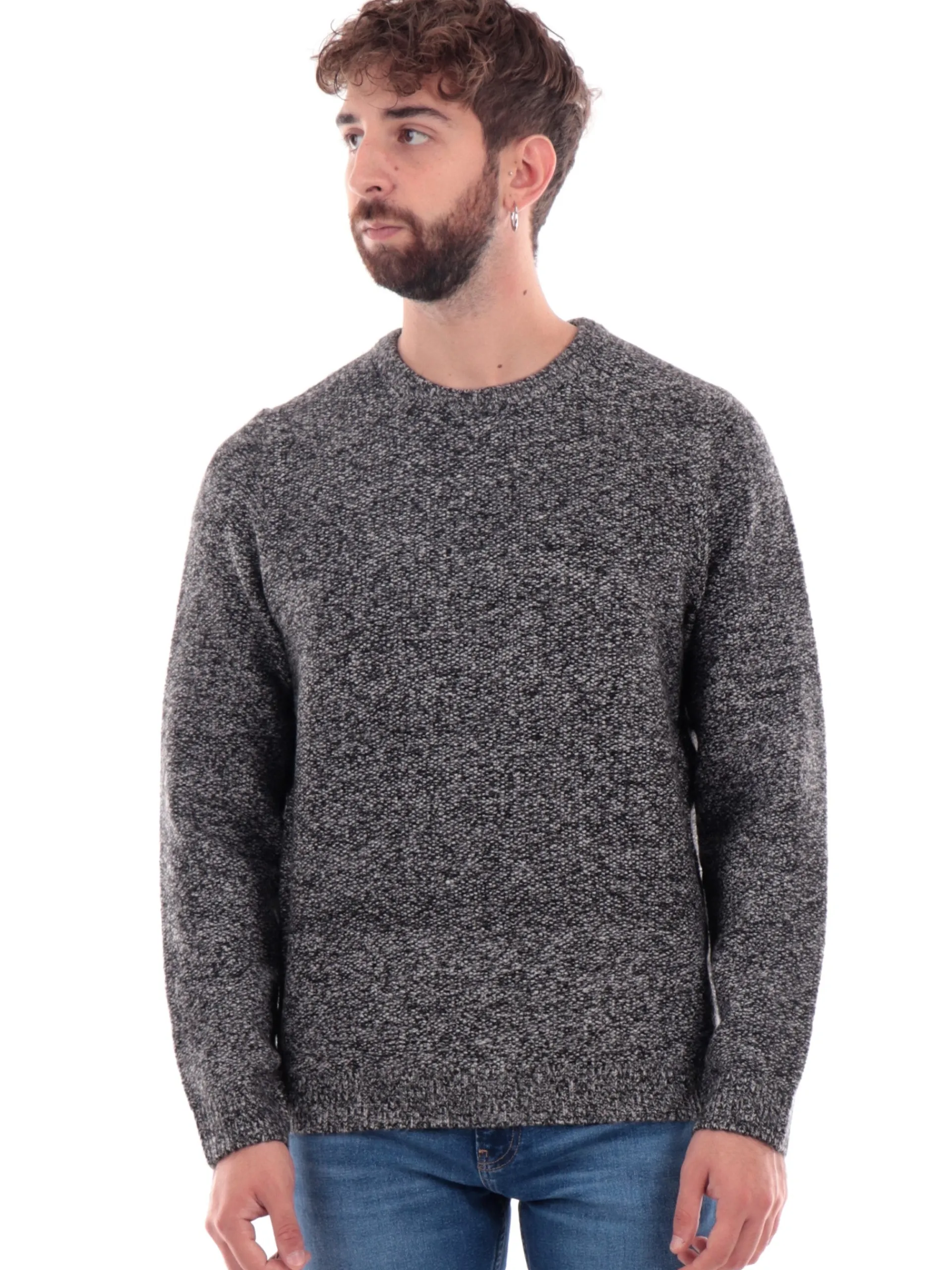 GUESS Maglie*Maglione grigio da uomo girocollo Marled M4BR51Z3JF0
