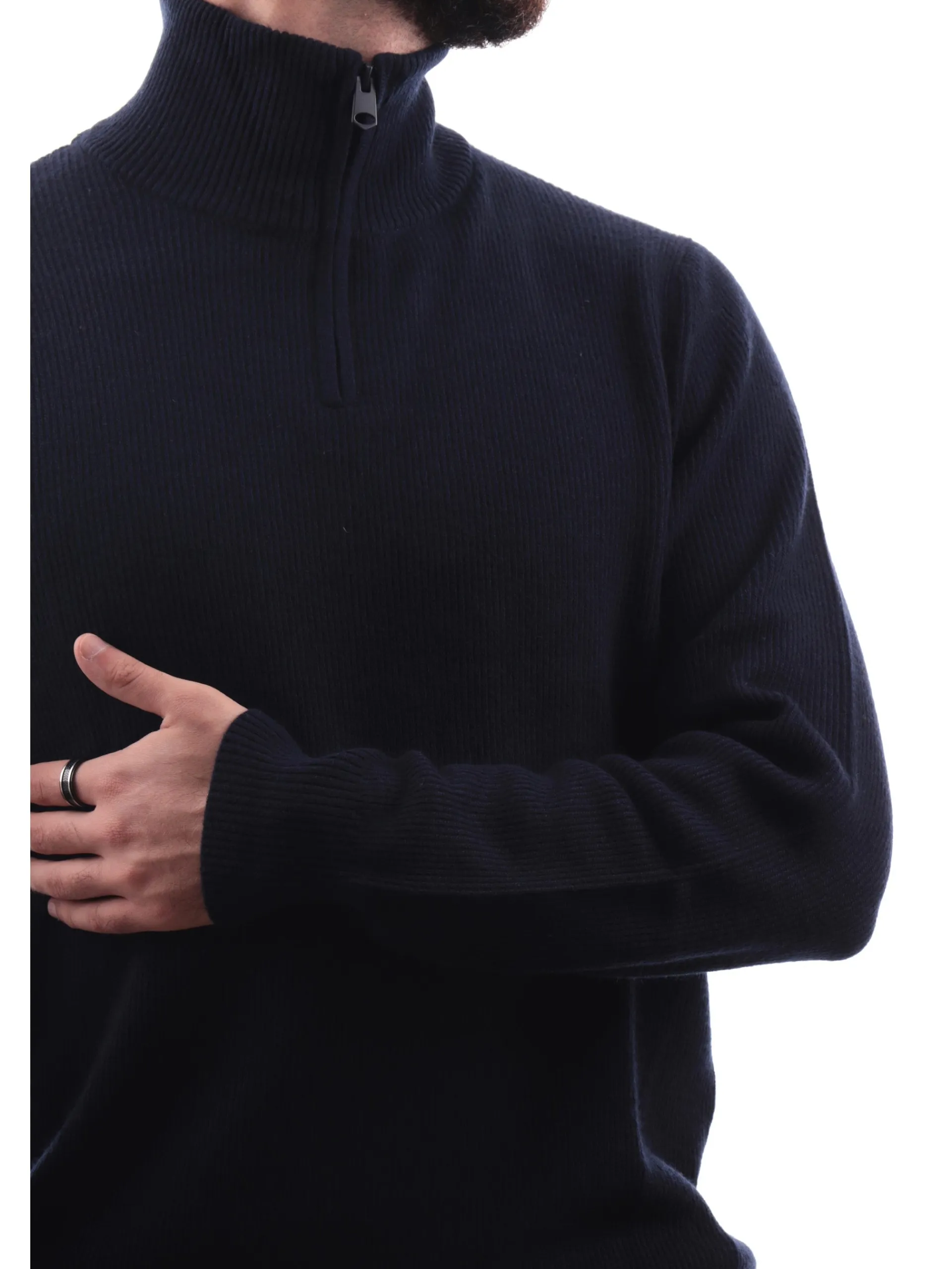 IMPURE Maglie*Maglione blu da uomo turtle Neck zip collo alto JASPER