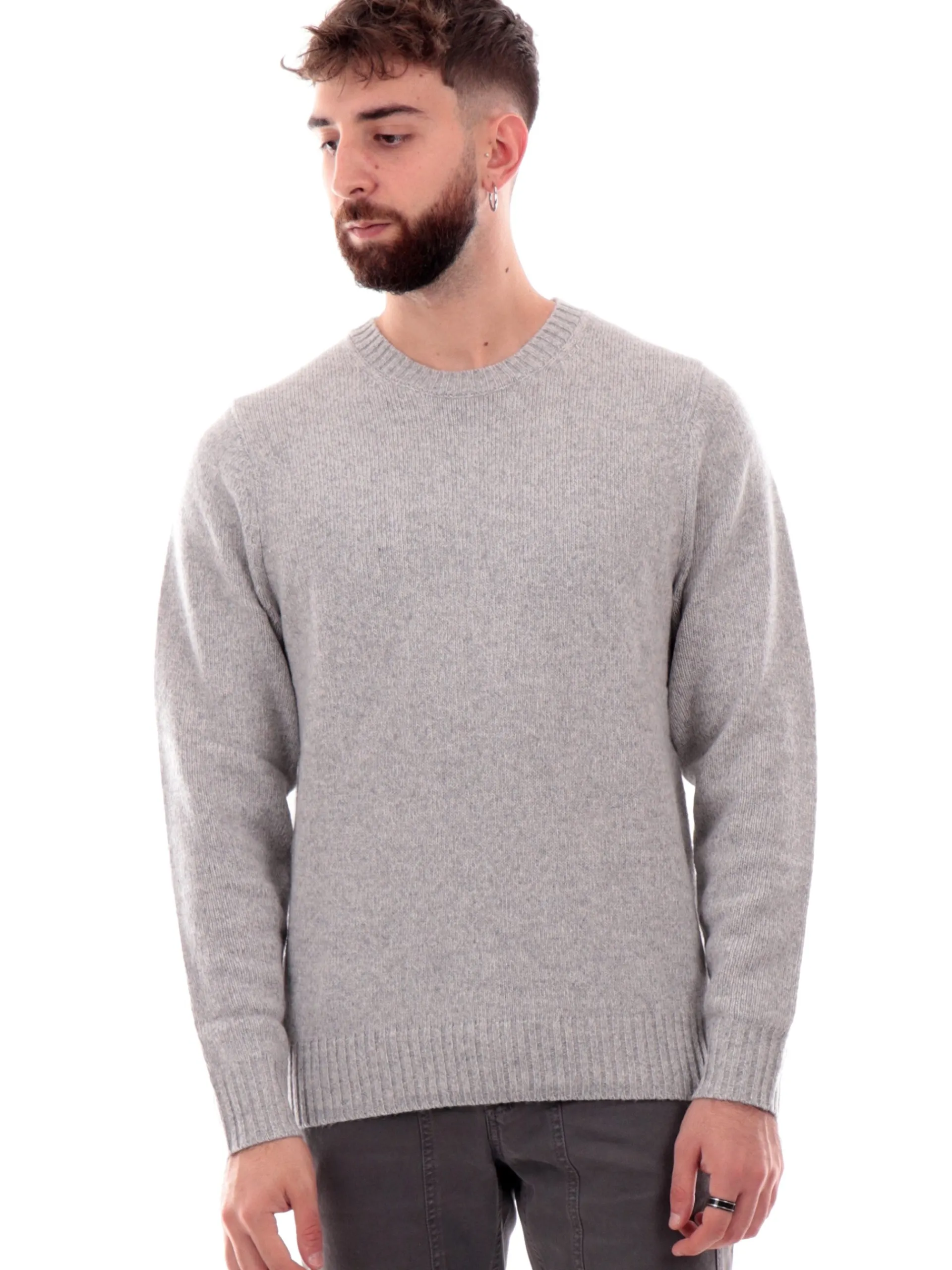 IMPURE Maglie*Maglione Grigio da uomo Round Neck mouline DUKEWN7C17