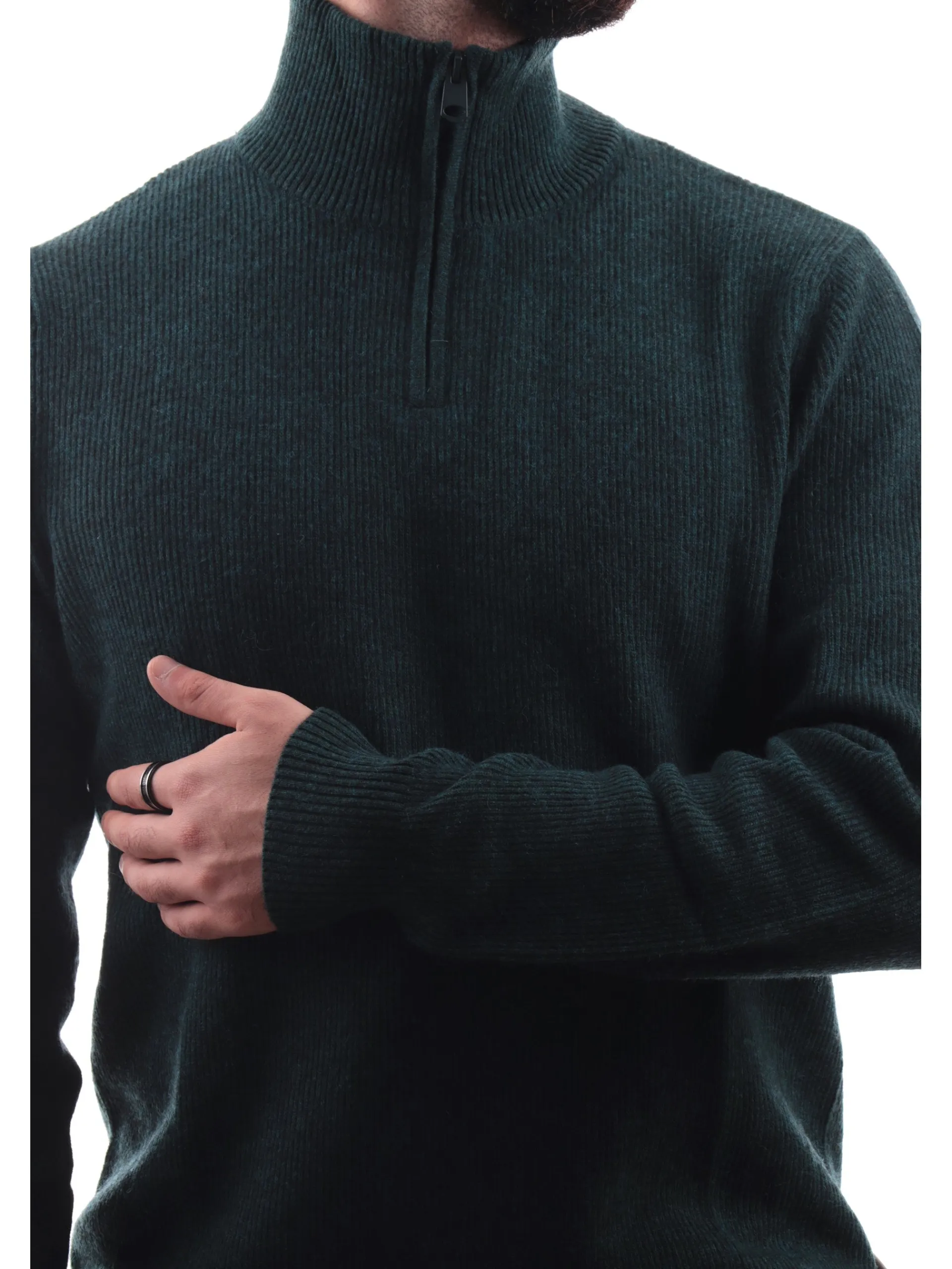 IMPURE Maglie*Maglione verde da uomo turtle Neck zip collo alto JASPER