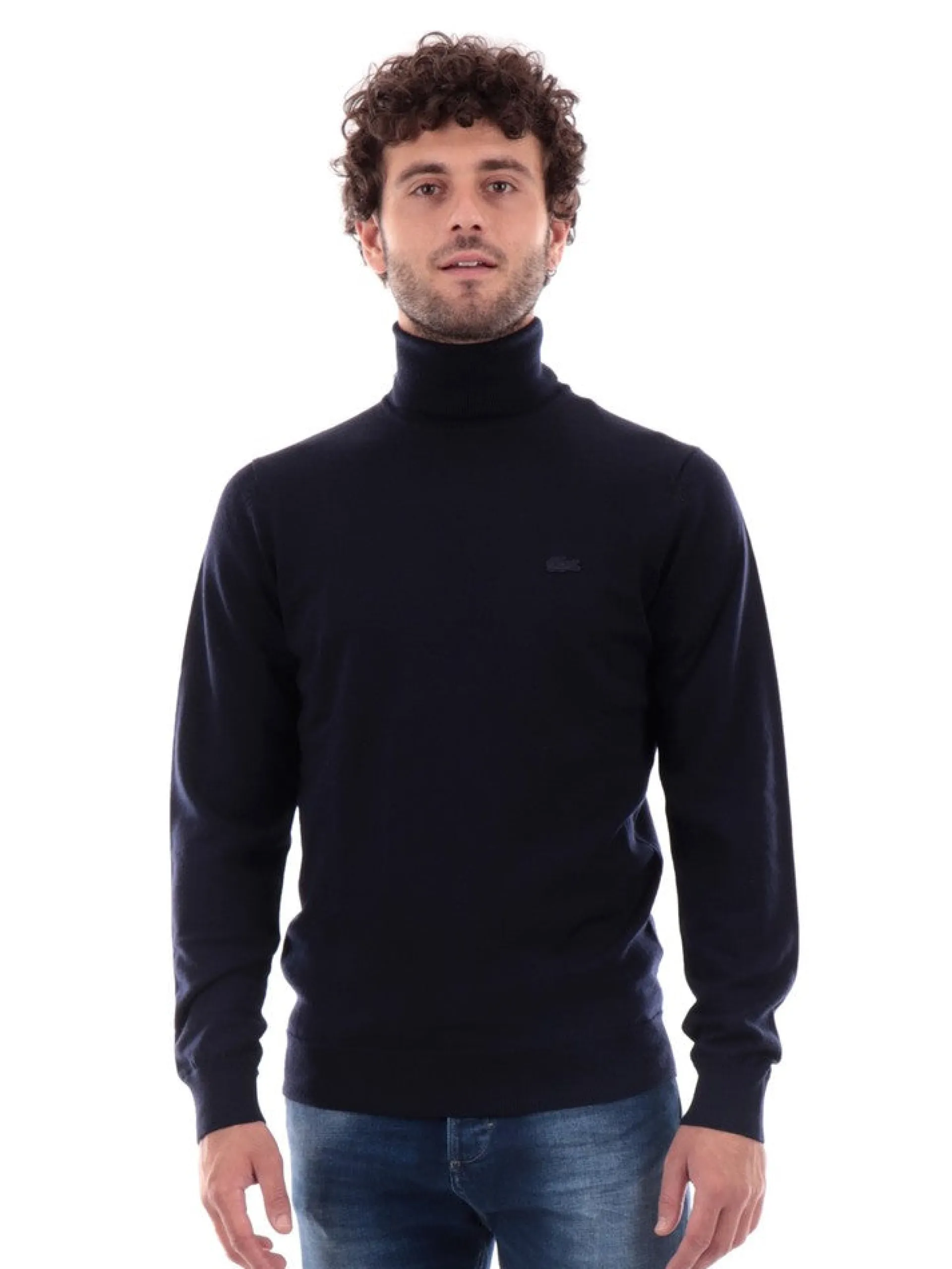 LACOSTE Maglie*Maglione blu da uomo a collo alto AH1959