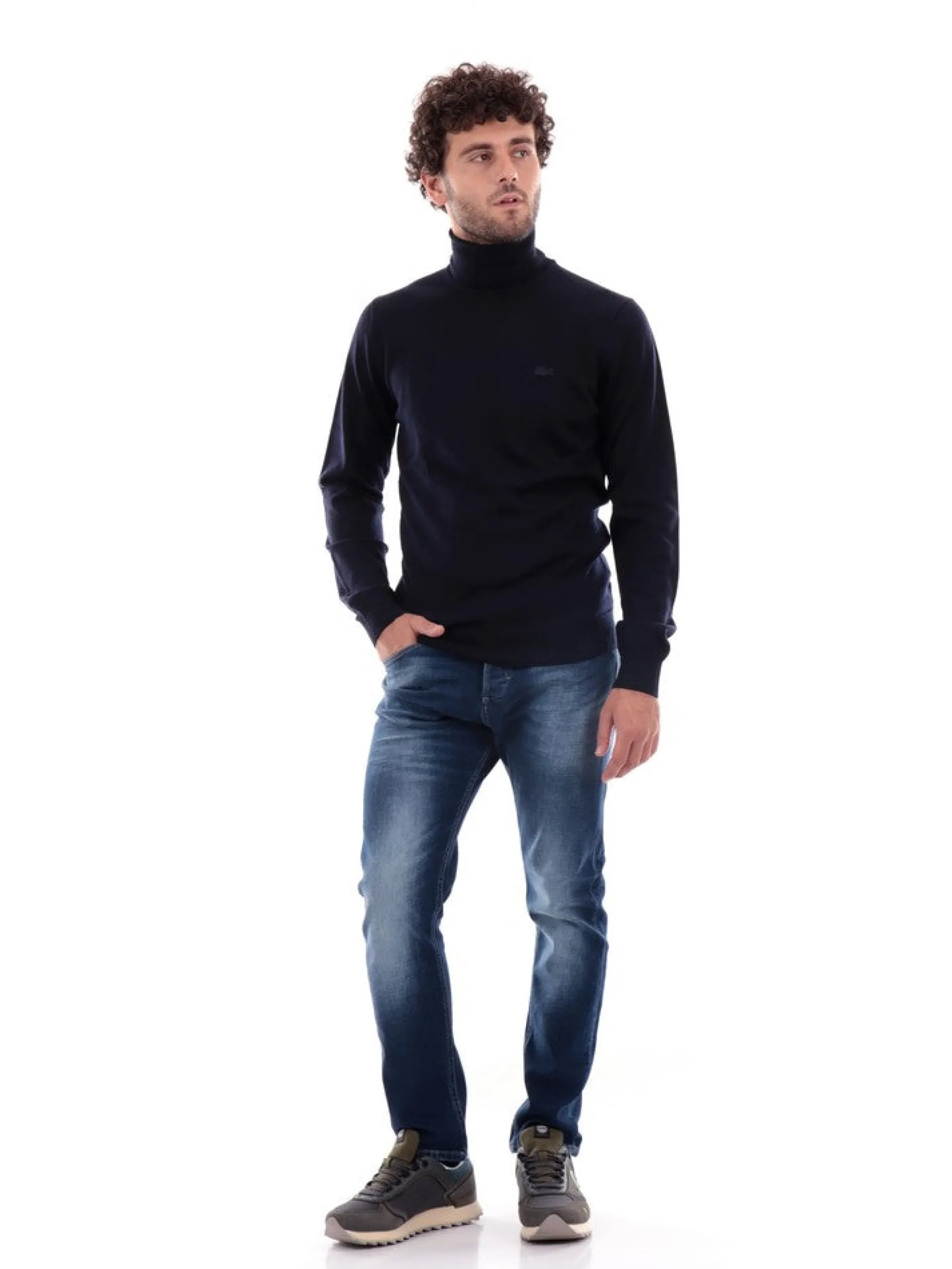 LACOSTE Maglie*Maglione blu da uomo a collo alto AH1959