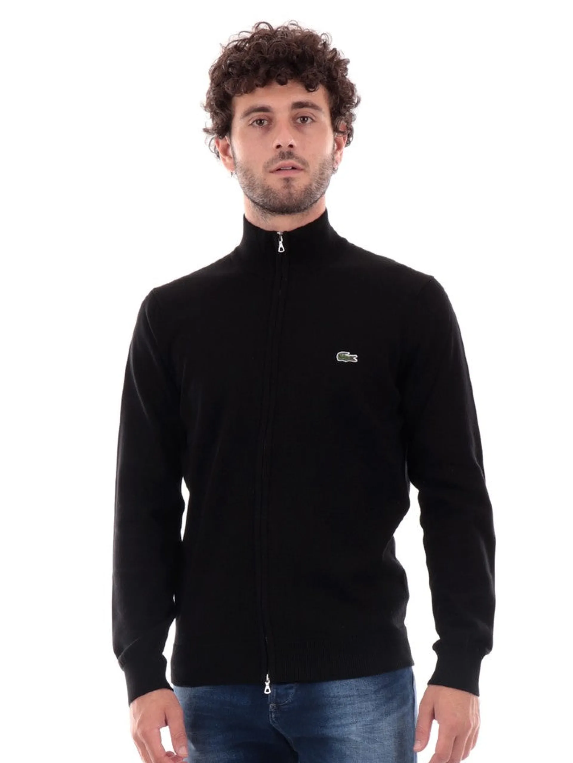 LACOSTE Maglie*Maglione Nero da Uomo Full Zip AH1957