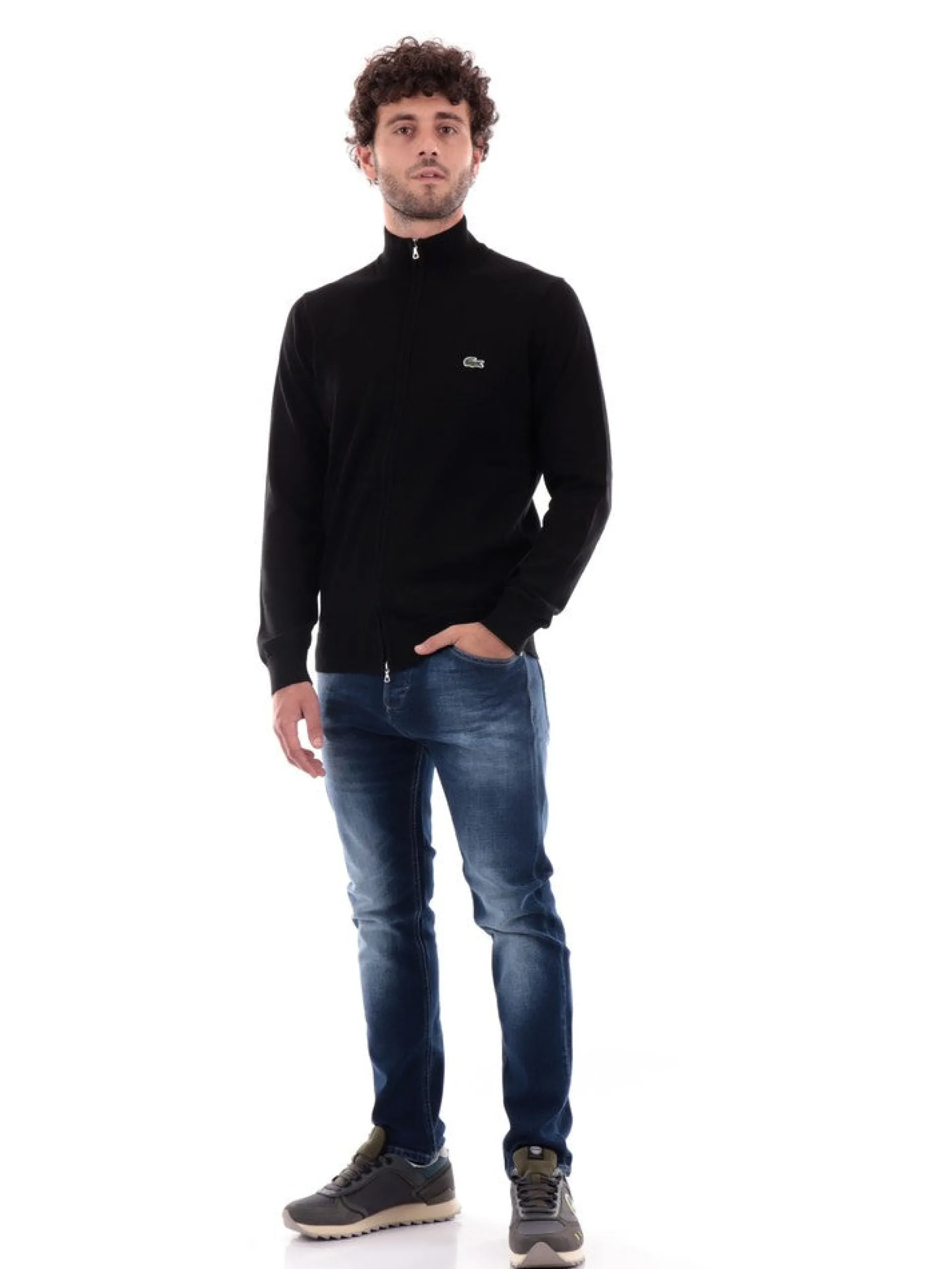 LACOSTE Maglie*Maglione Nero da Uomo Full Zip AH1957
