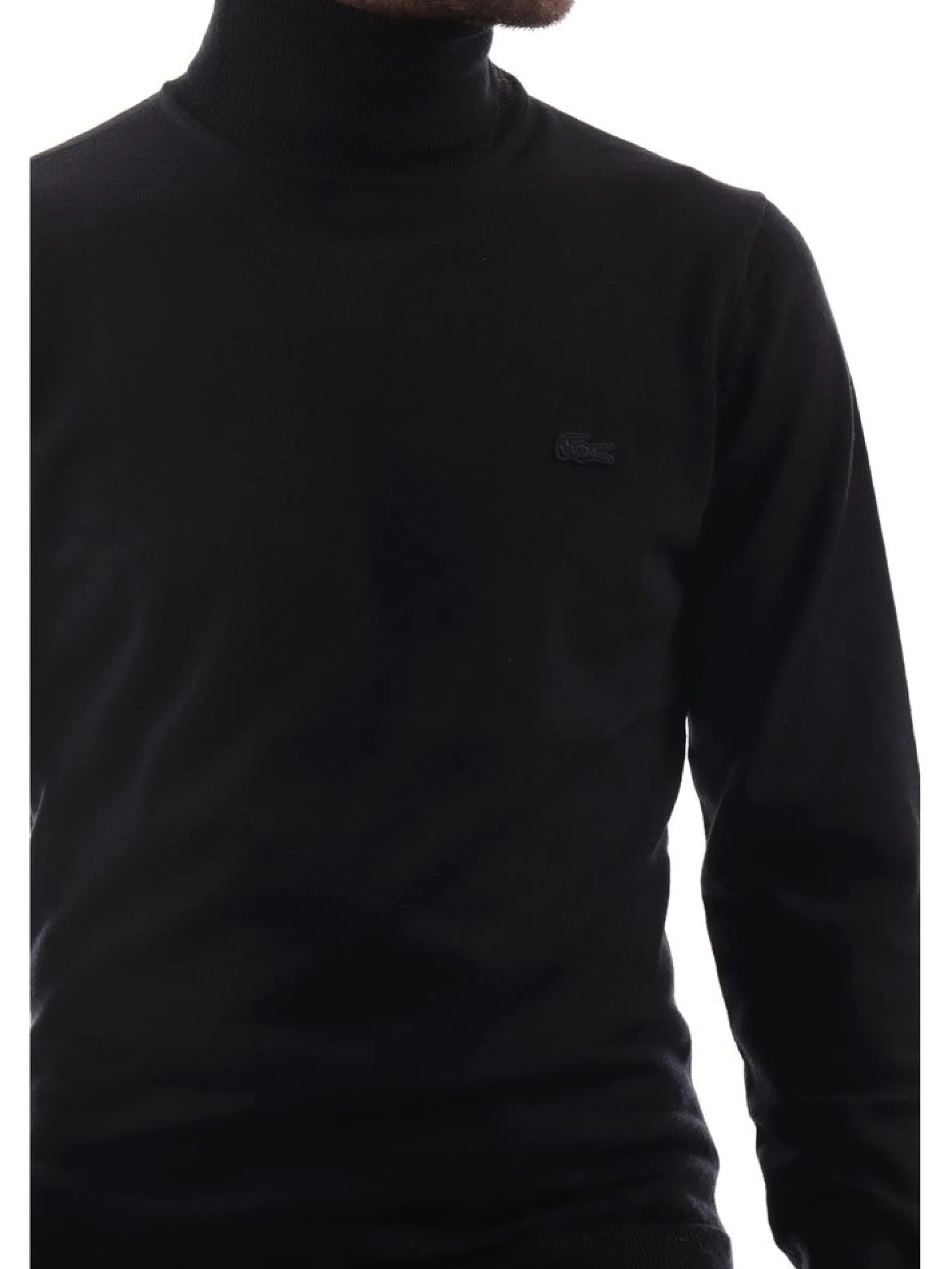 LACOSTE Maglie*Maglione nero da uomo a collo alto AH1959