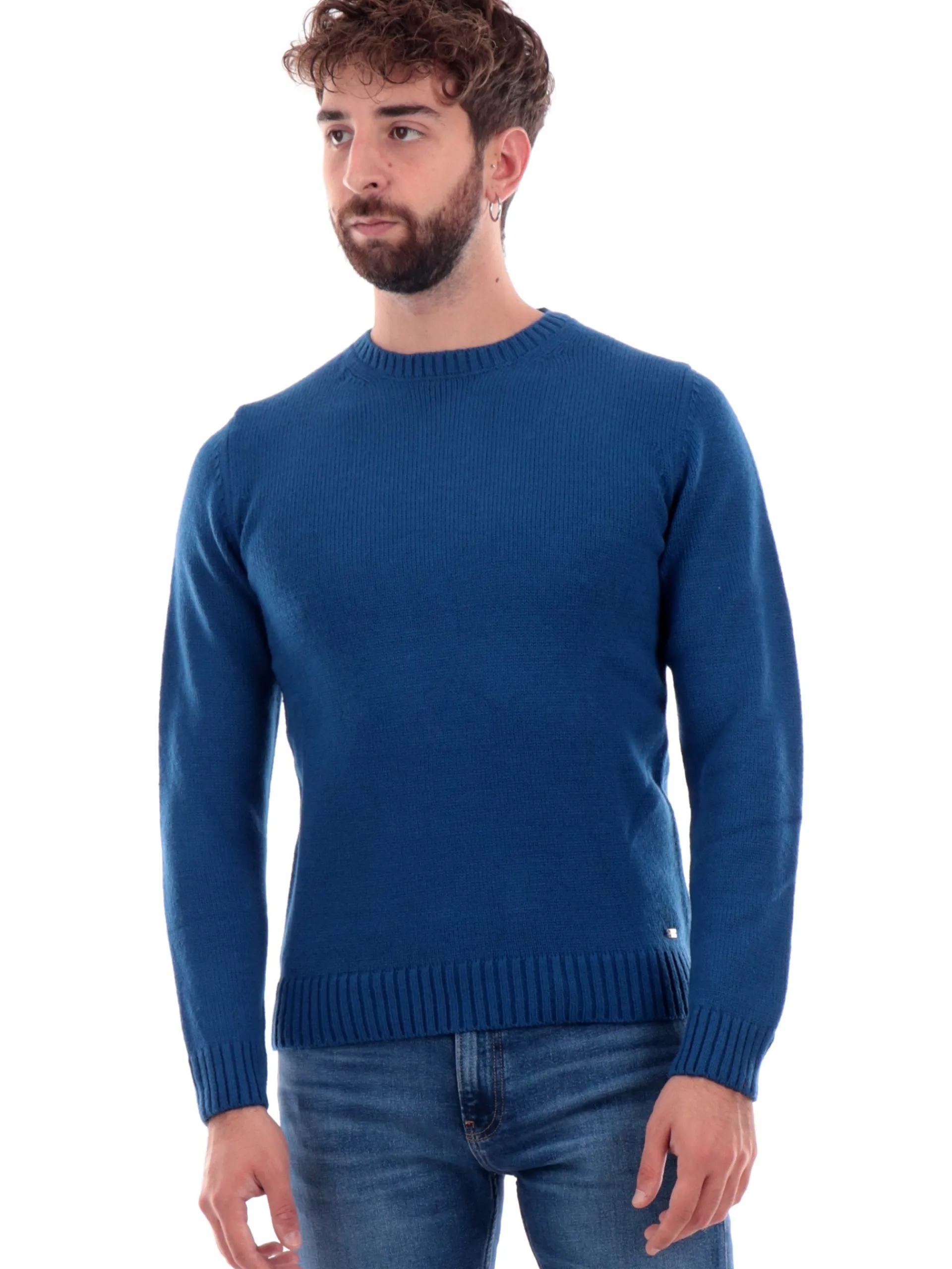 MARKUP Maglie*Maglione lana bluette da uomo girocollo MK20025