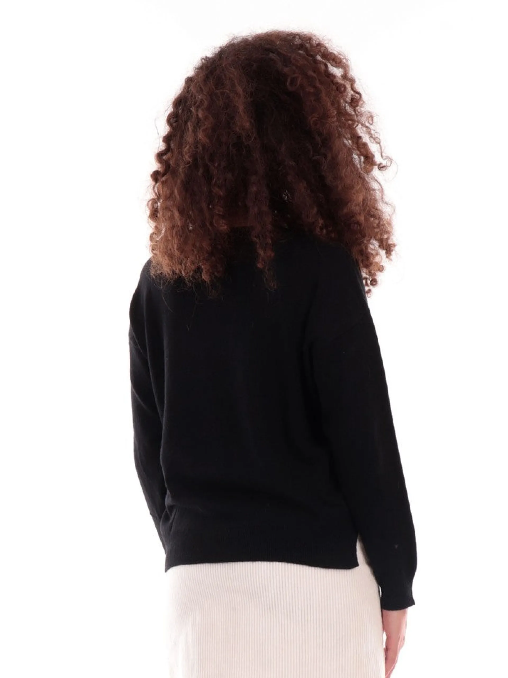 LIU JO MILANO Maglie*Maglione Liu Jo nero da donna con logo strass MF3365MS14G