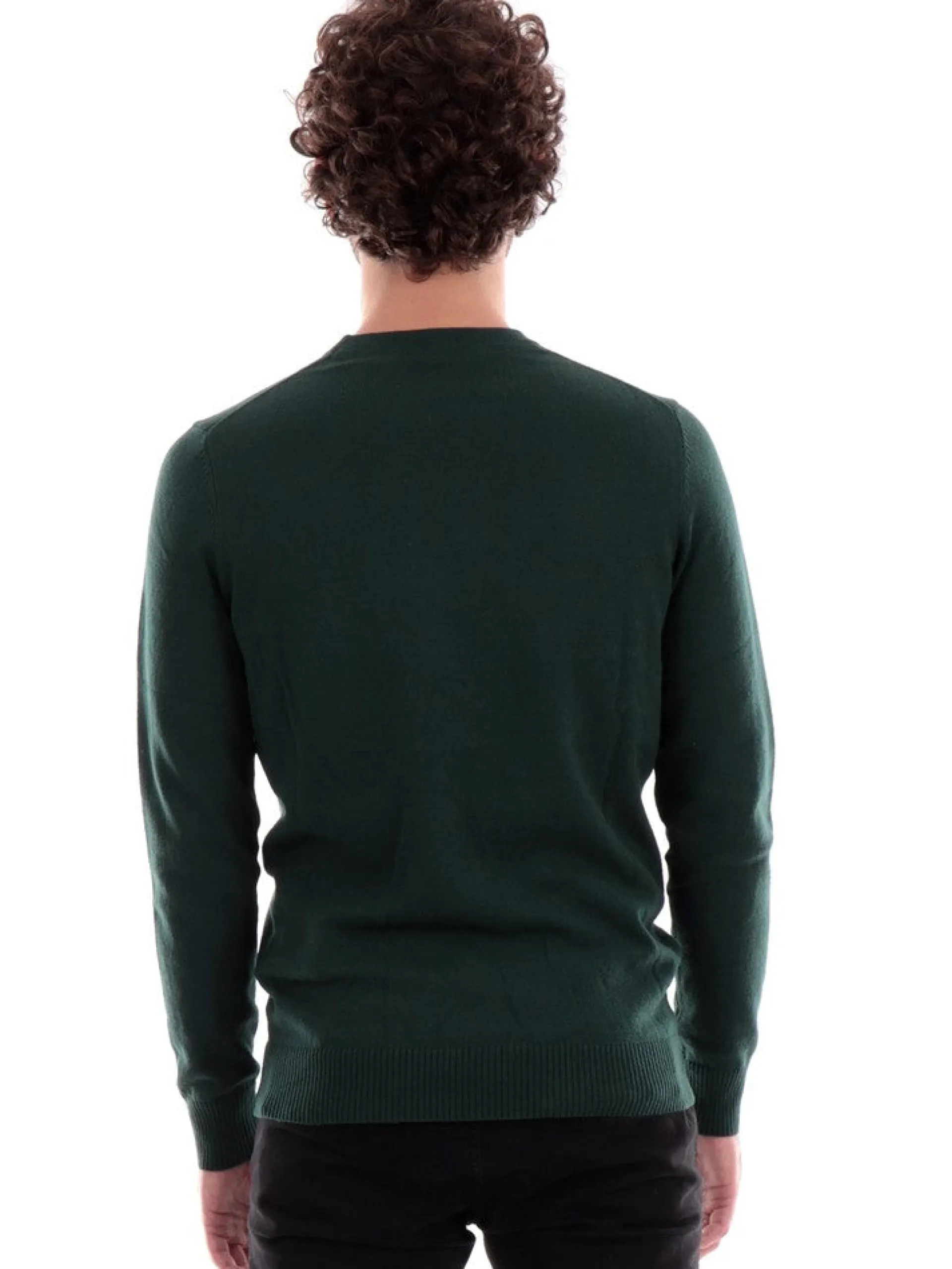 LYLE & SCOTT Maglie*Maglione Lyle Scott verde da uomo Crew Neck Cotton Merino KN400VCE
