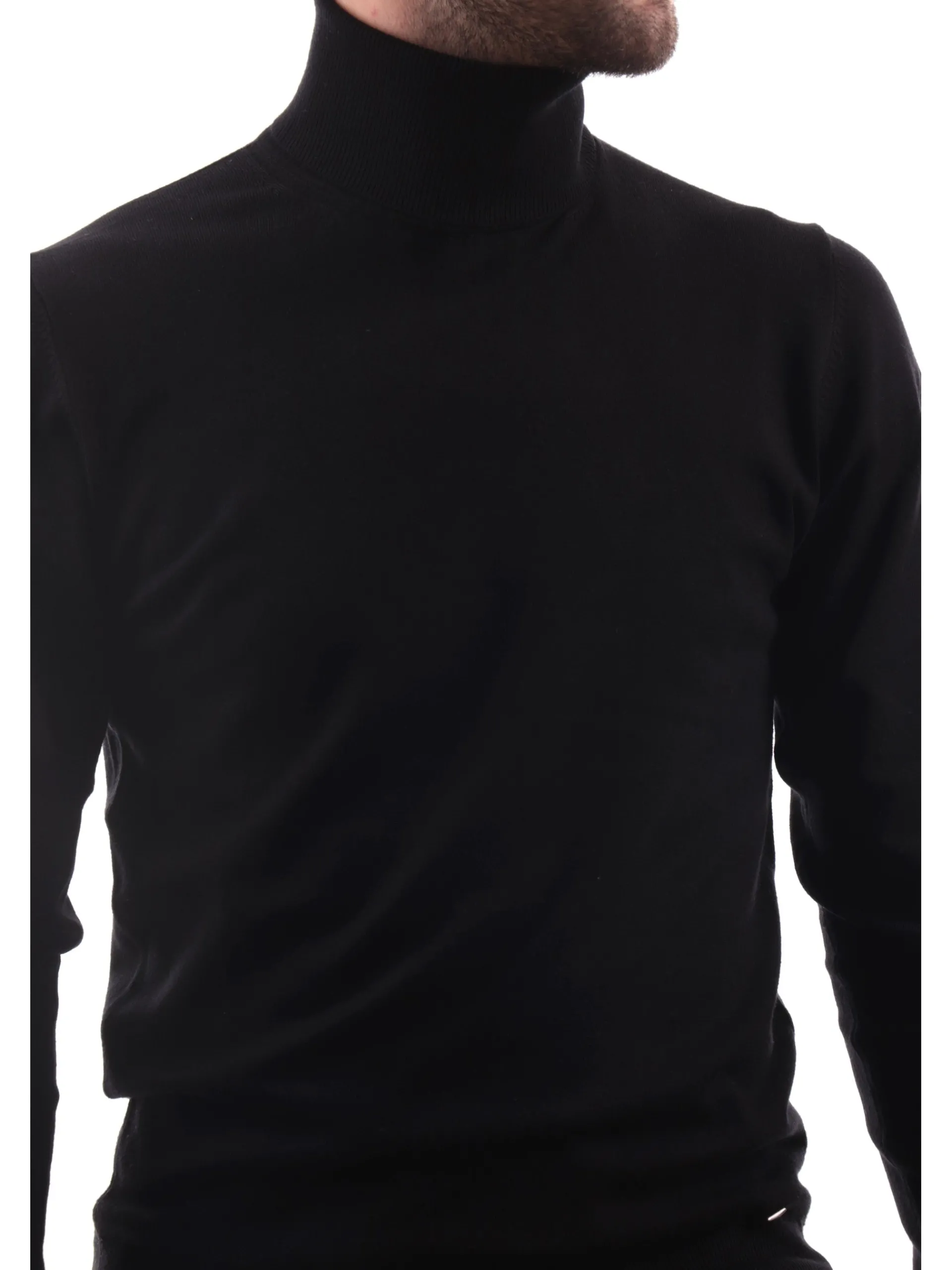 MARKUP Maglie*Maglione Nero da Uomo a Collo Alto Dolcevita in Viscosa MK20015