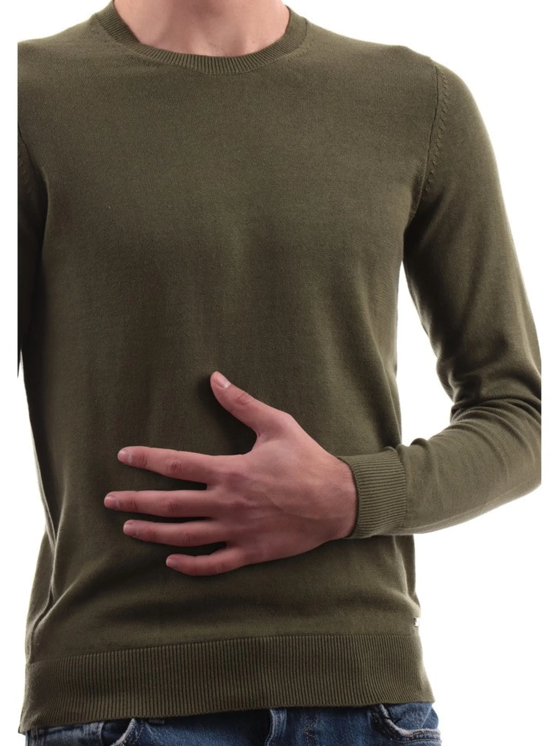 MARKUP Maglie*Maglione Verde Militare da Uomo MK1000