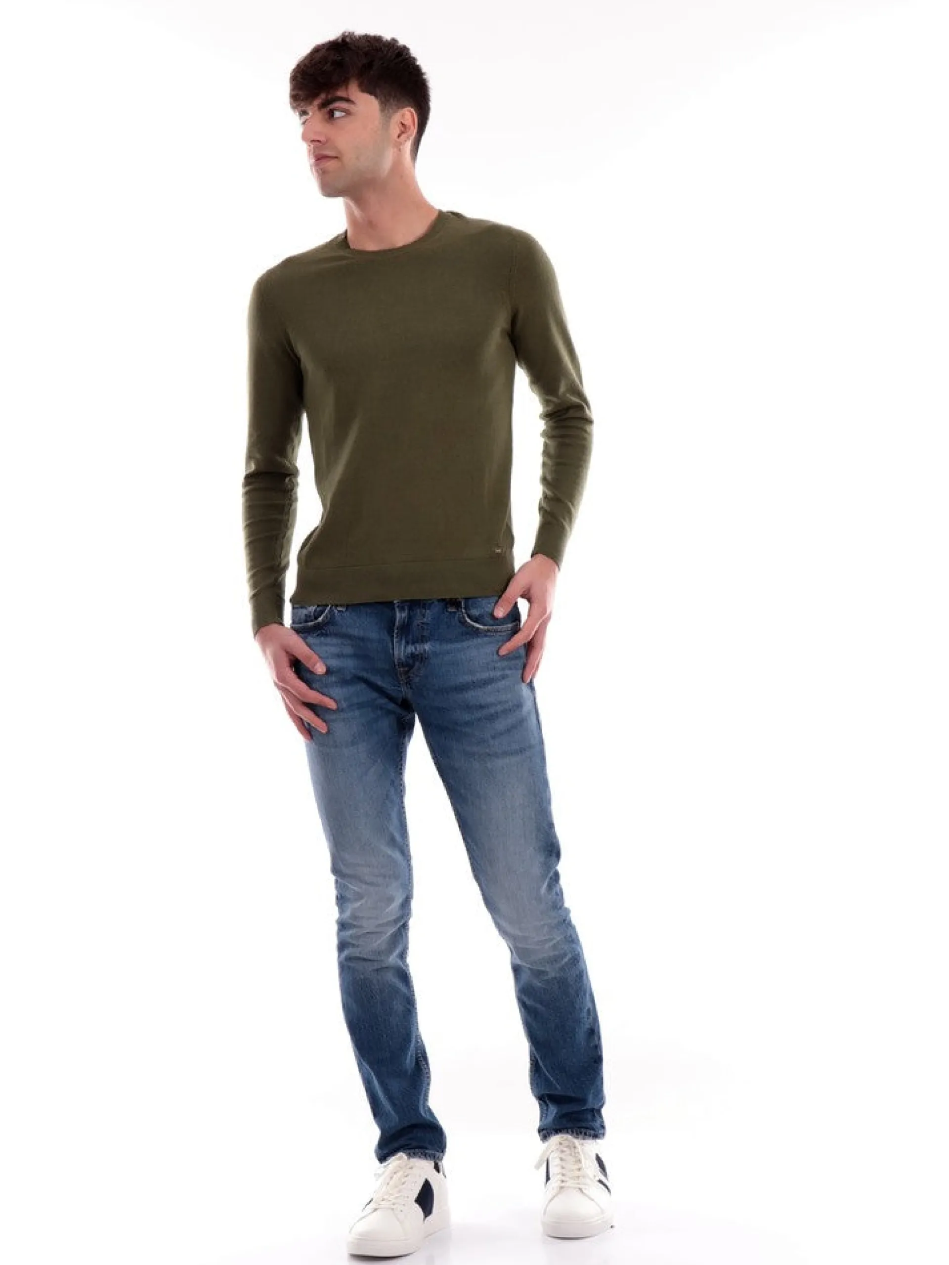 MARKUP Maglie*Maglione Verde Militare da Uomo MK1000