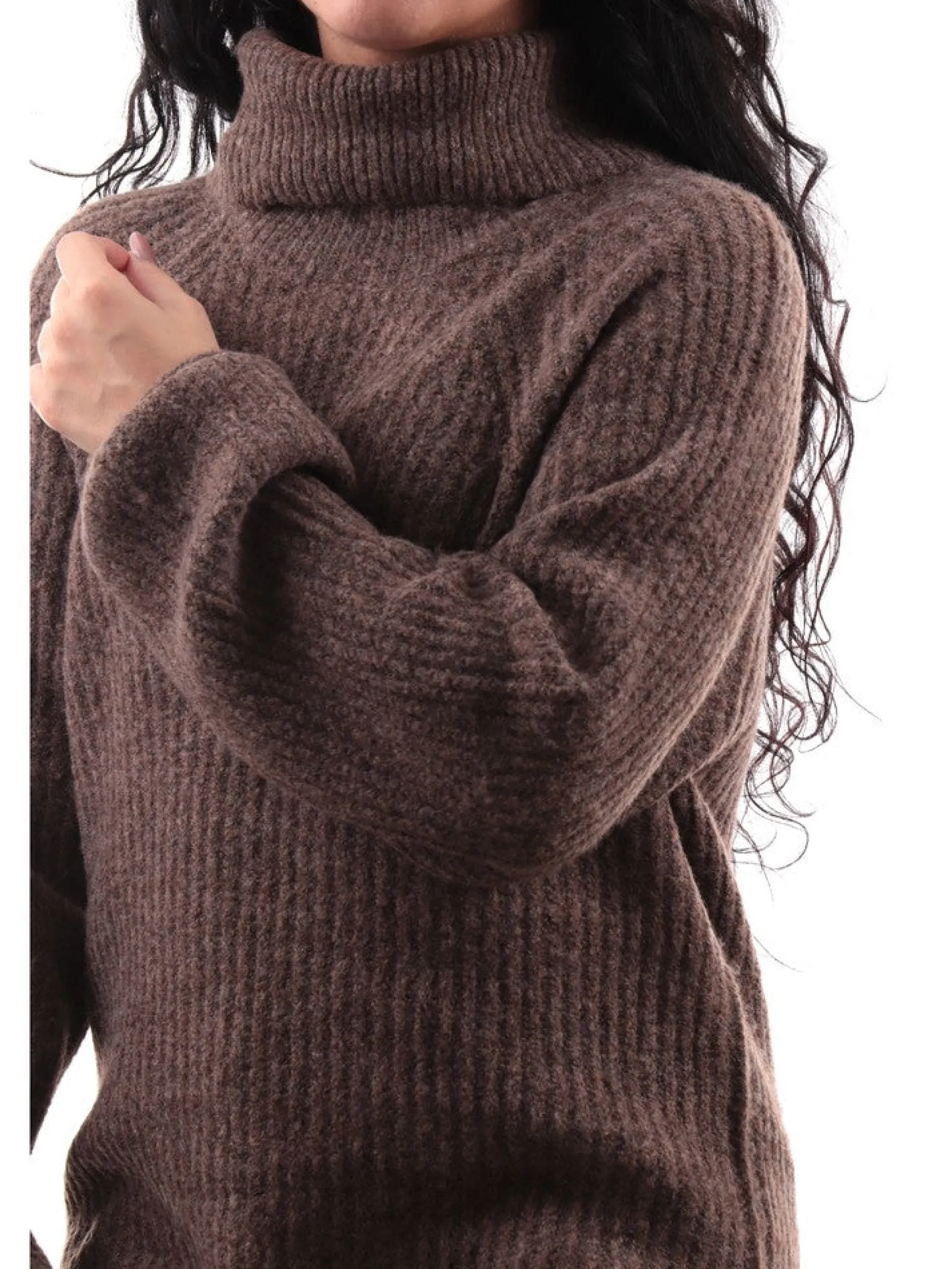 MOLLYBRACKEN Maglie*Maglione Molly Bracken marrone da donna a collo alto M118BN
