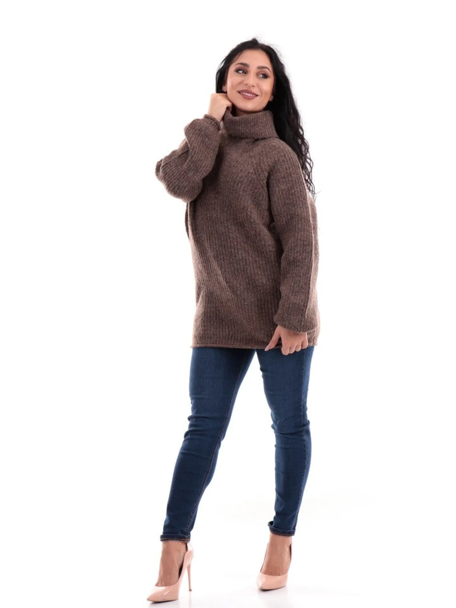 MOLLYBRACKEN Maglie*Maglione Molly Bracken marrone da donna a collo alto M118BN