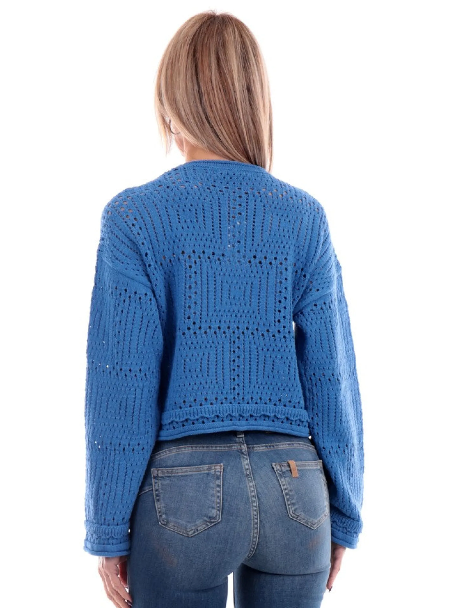 ONLY Maglie*Maglione azzuro da donna Cropped O-Neck 15285907