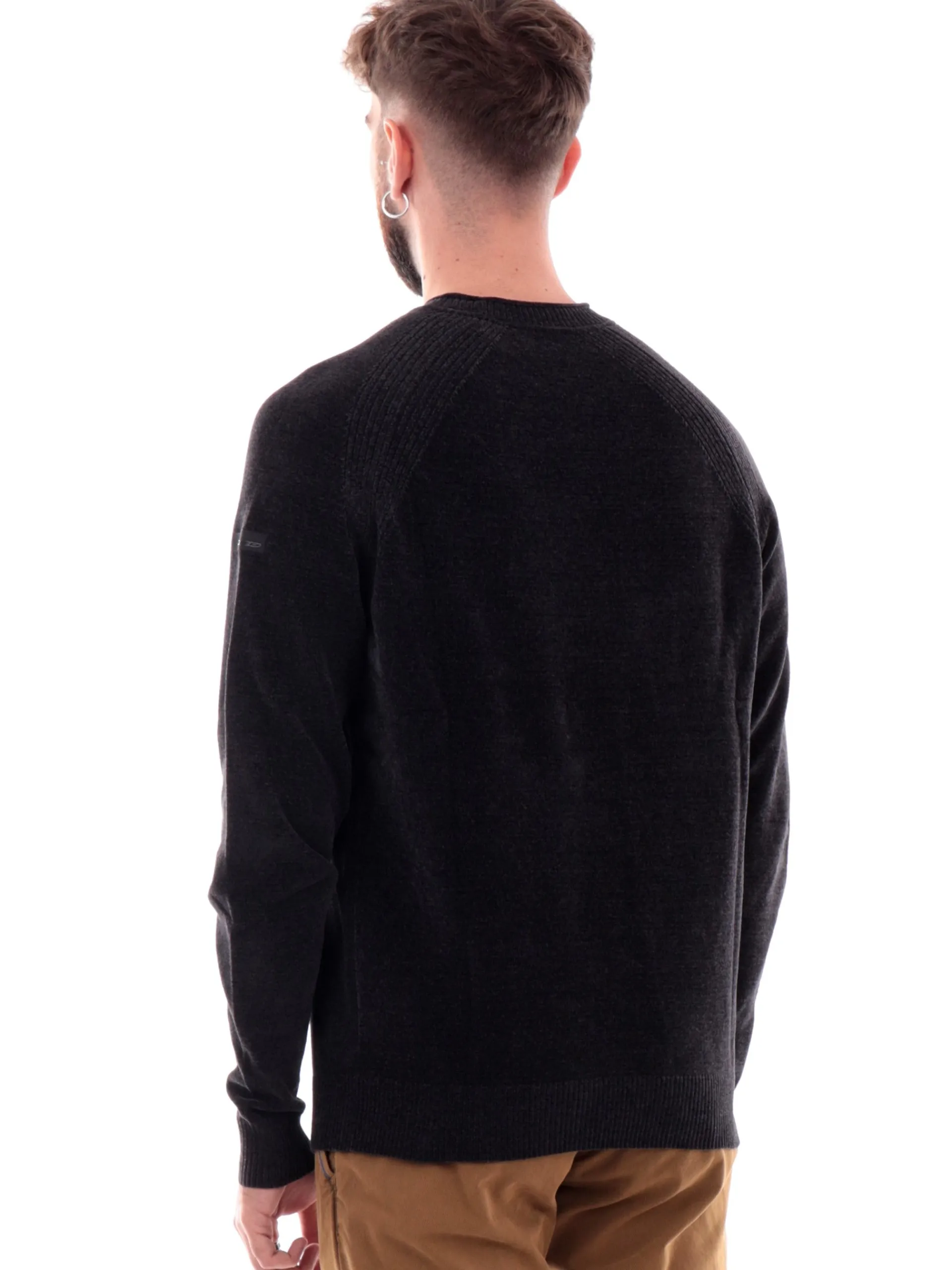 RRD Maglie*Maglione velluto nero da uomo girocollo W24132