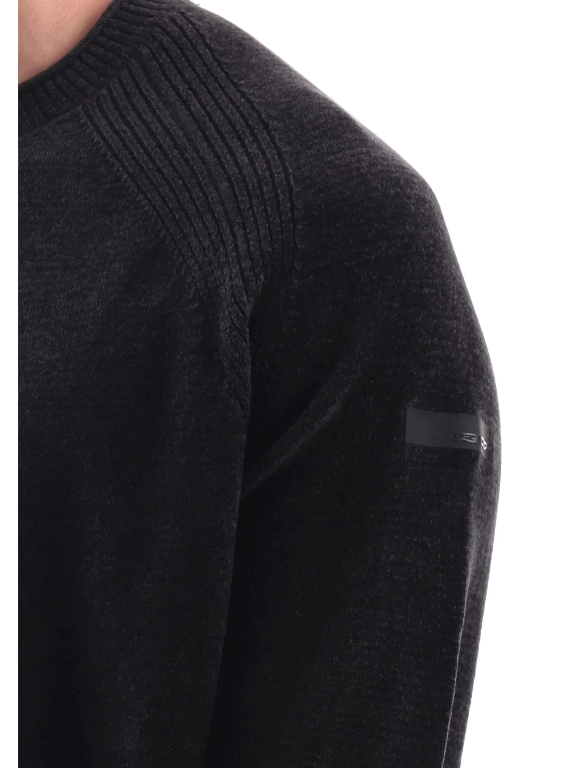 RRD Maglie*Maglione velluto nero da uomo girocollo W24132