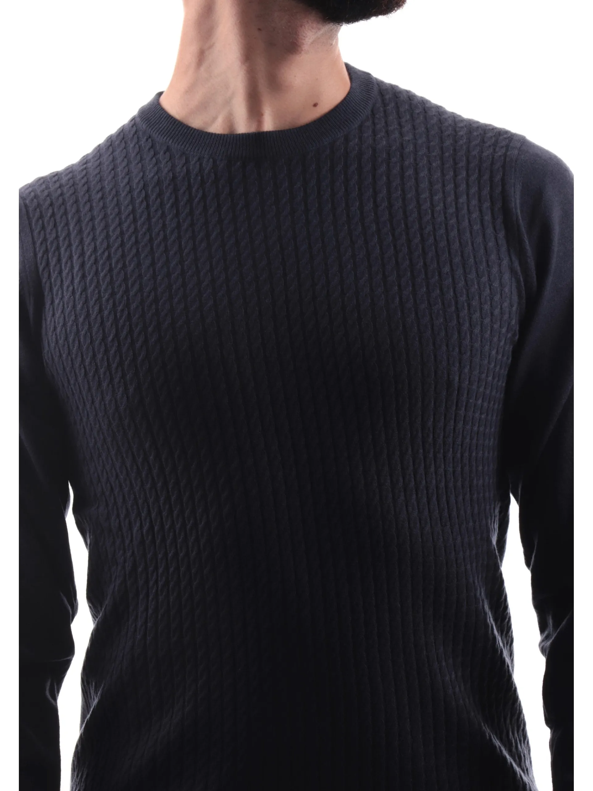 YES ZEE Maglie*Maglione blu da uomo girocollo M840ZS000