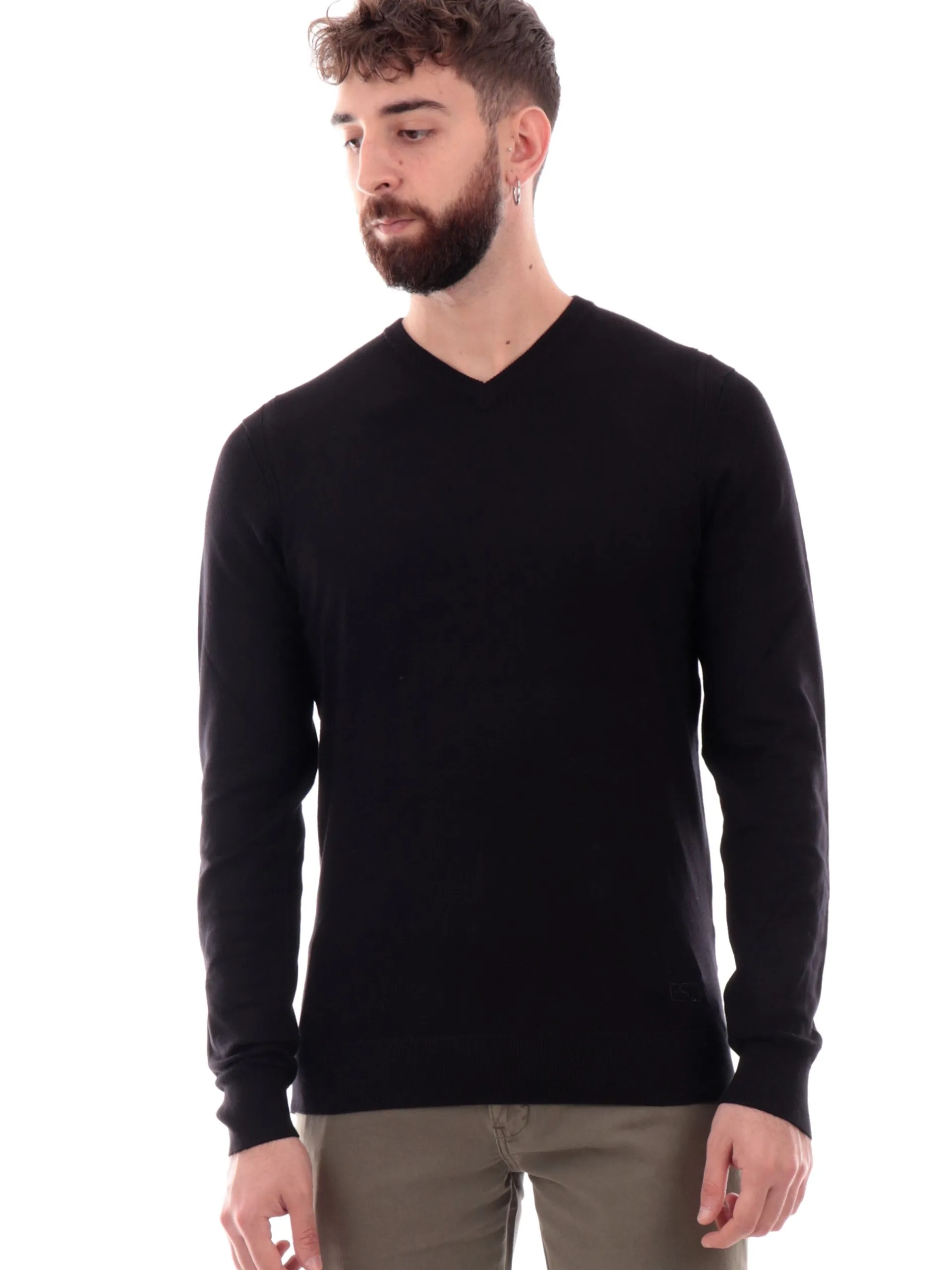 YES ZEE Maglie*Maglione nero da uomo M830MR000