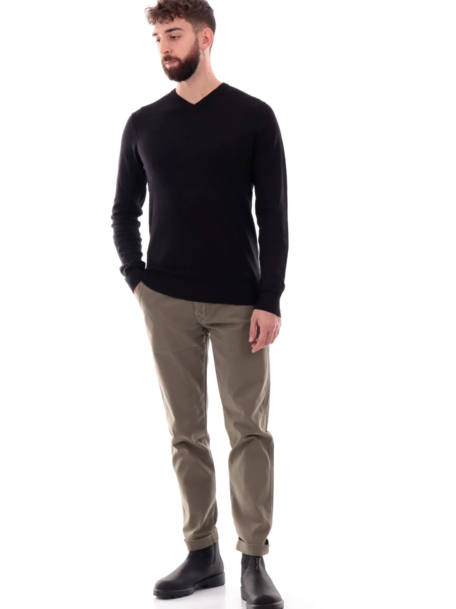 YES ZEE Maglie*Maglione nero da uomo M830MR000