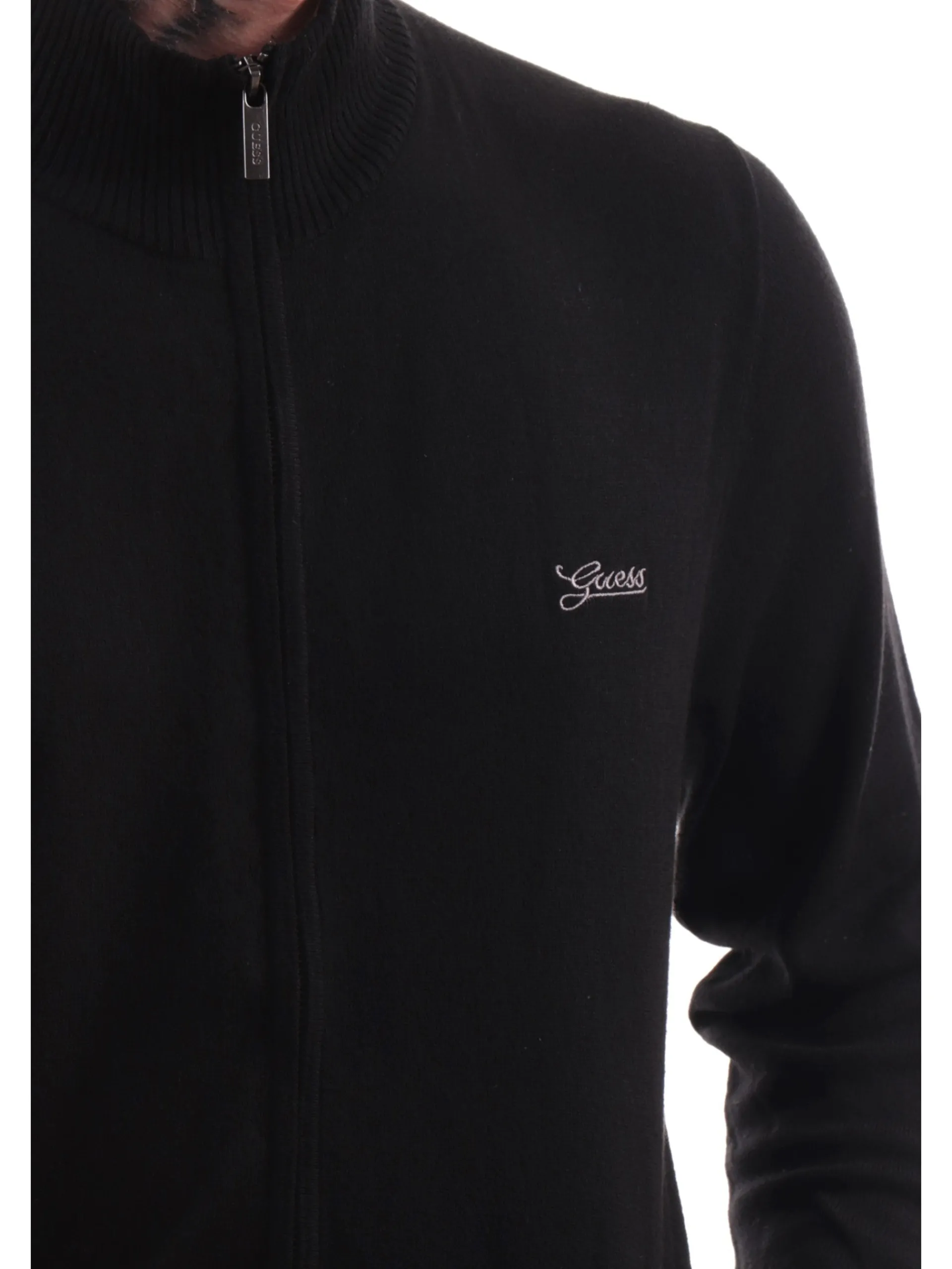 GUESS Maglie*Maglione zip nero da uomo Darrel M4YR03Z3052