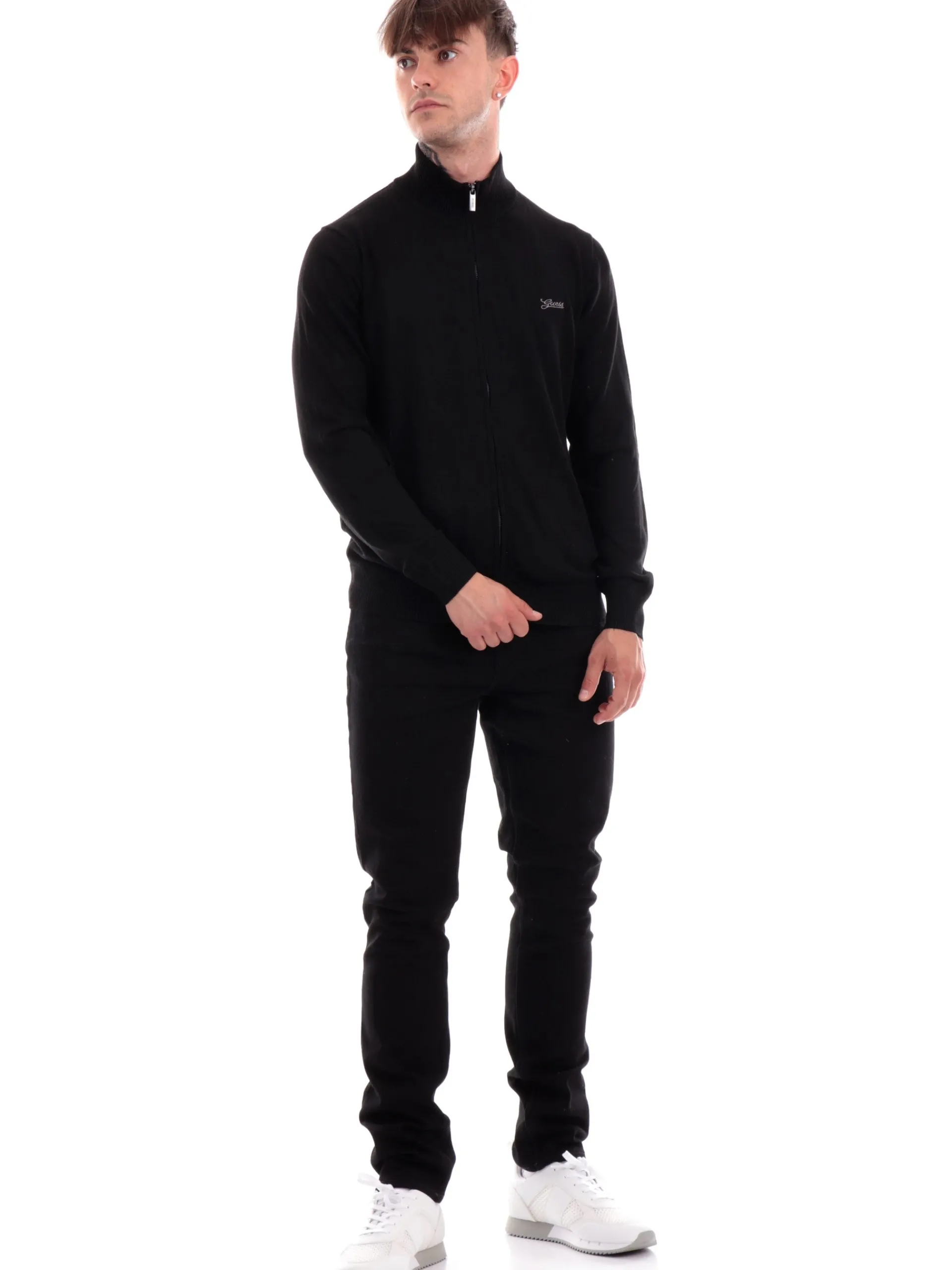 GUESS Maglie*Maglione zip nero da uomo Darrel M4YR03Z3052