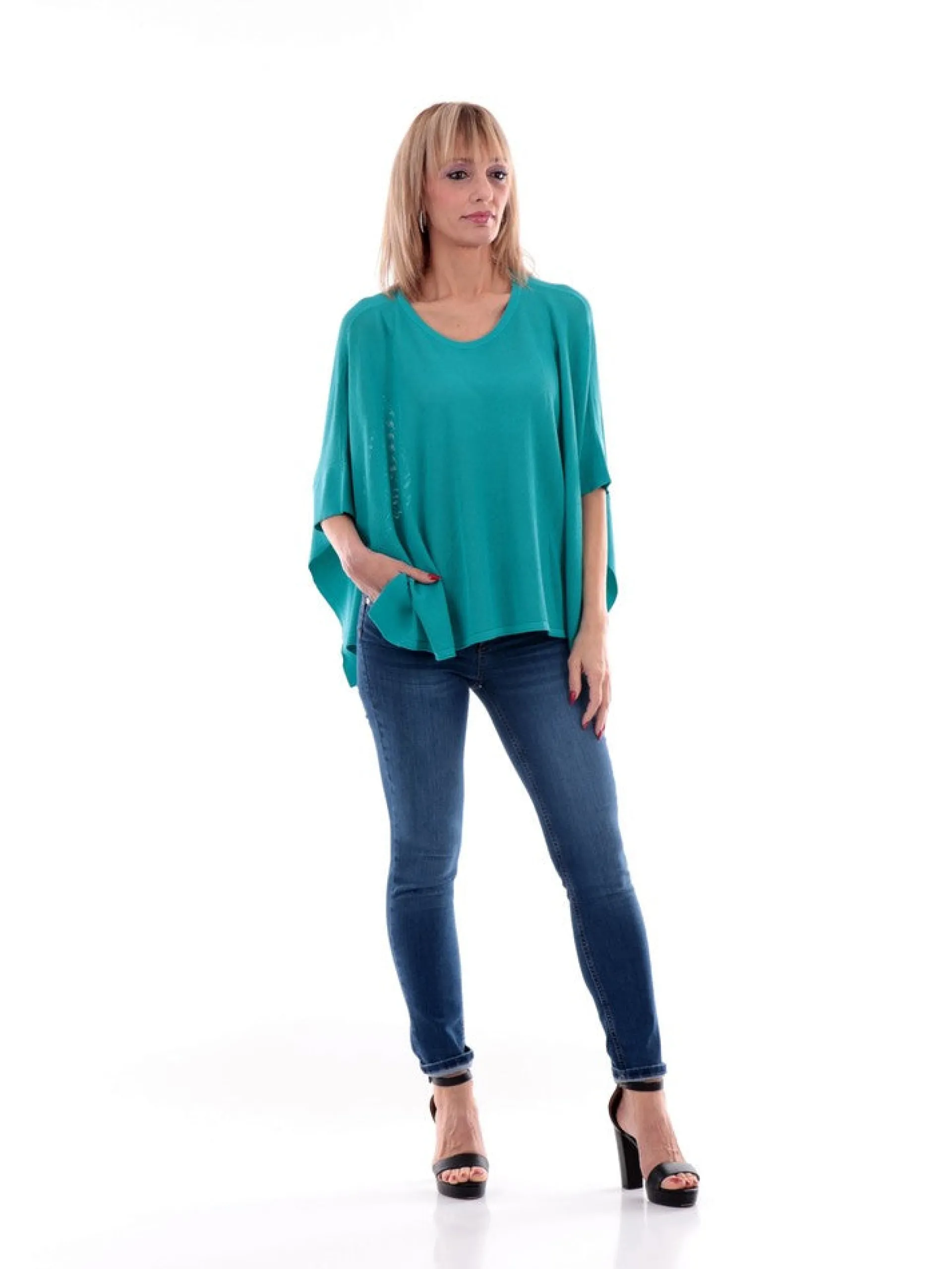 ANIS Maglie*Mantella celeste da donna, tessuto a rete 2311071