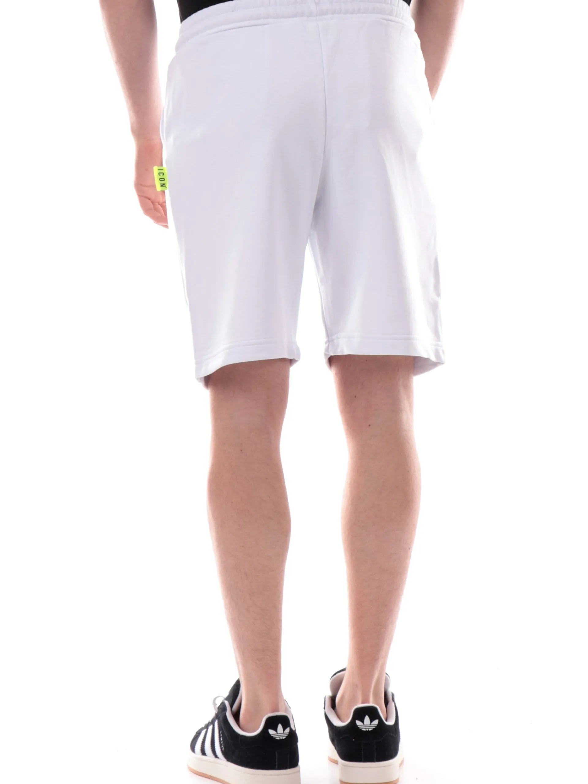 ICON Bermuda*Pantaloncini bianchi da uomo logo piccolo nero ICUS2S5B002 BIANC