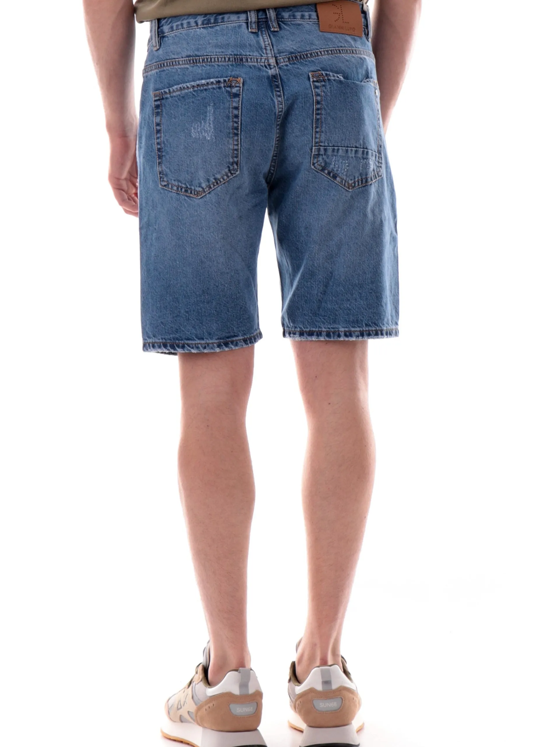 GIANNI LUPO Bermuda*Pantaloncini jeans blu da uomo strappati Jack GL6334Q