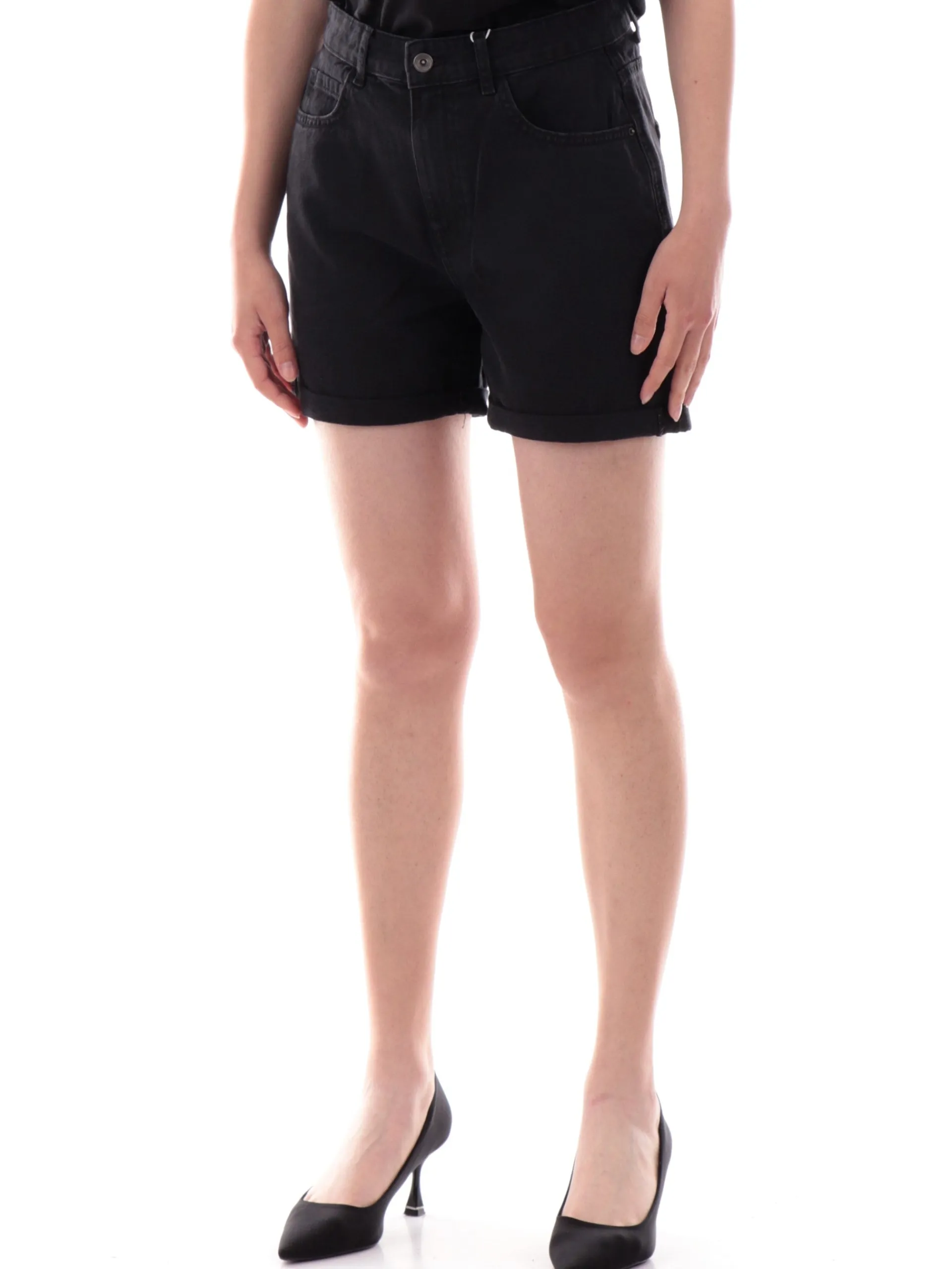 ONLY Shorts*Pantaloncini jeans neri da donna con risvoltino 15230571