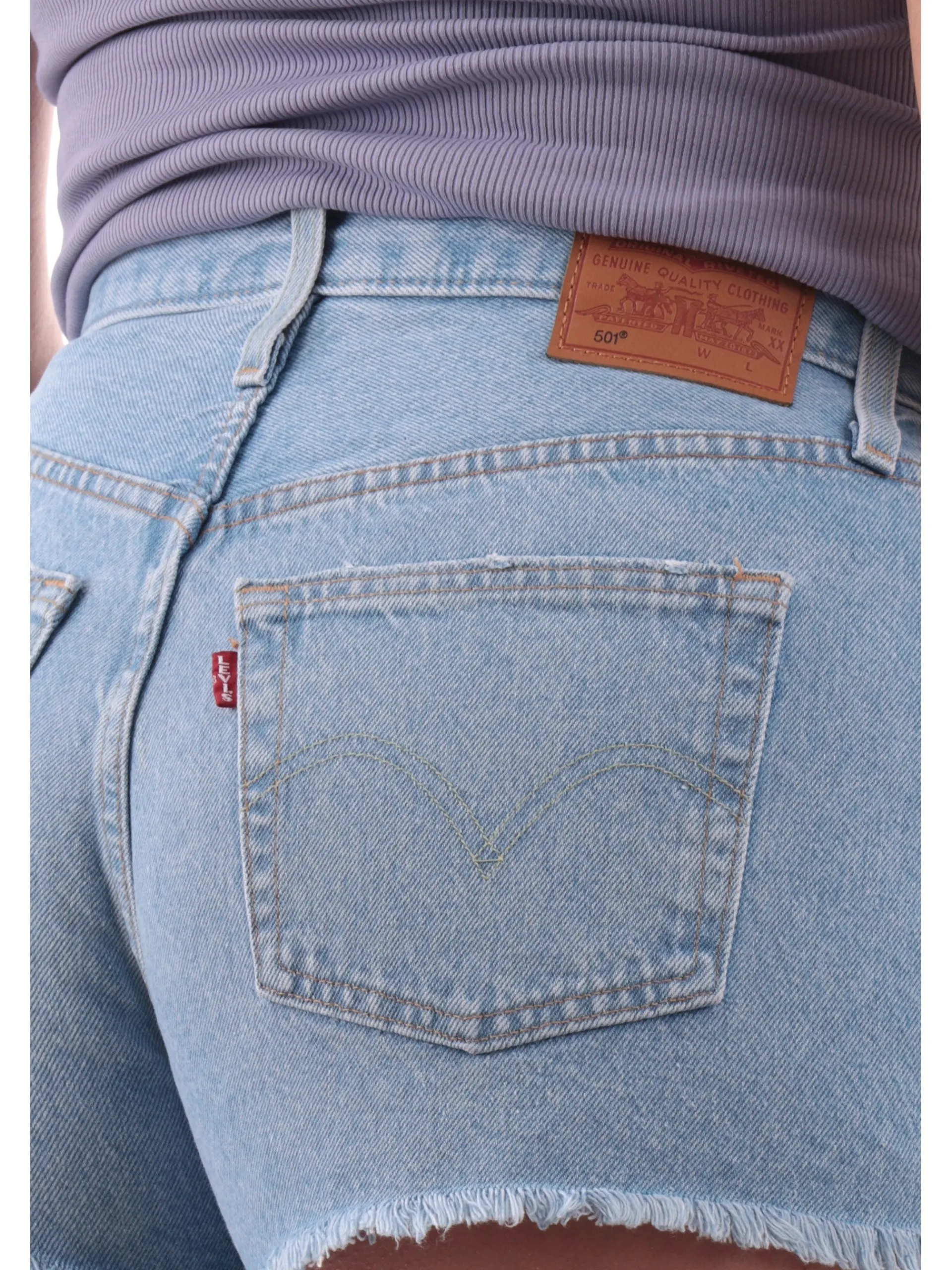 LEVIS Shorts*Pantaloncini jeans 501 Original blu da donna strappati 5632700