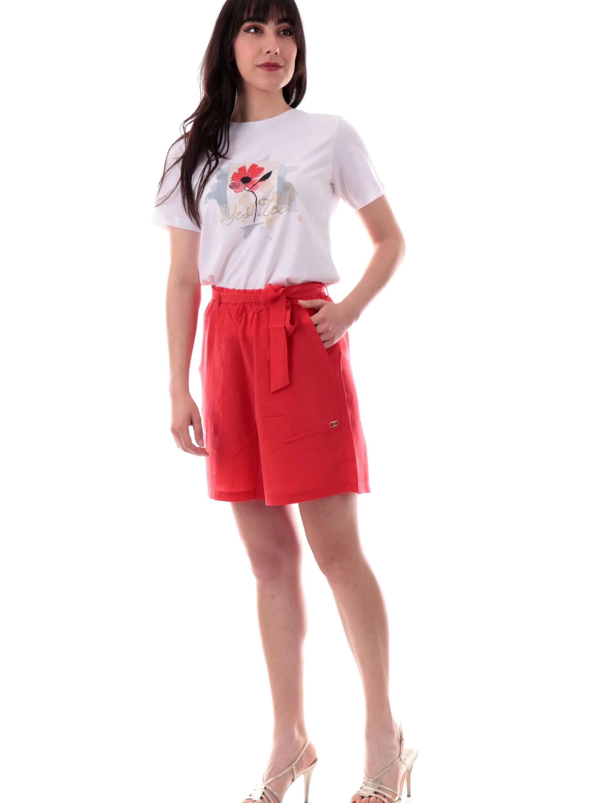 LIU JO MILANO Shorts*Pantaloncini Liu Jo rossi con cintura da donna Woven VA5172T2920