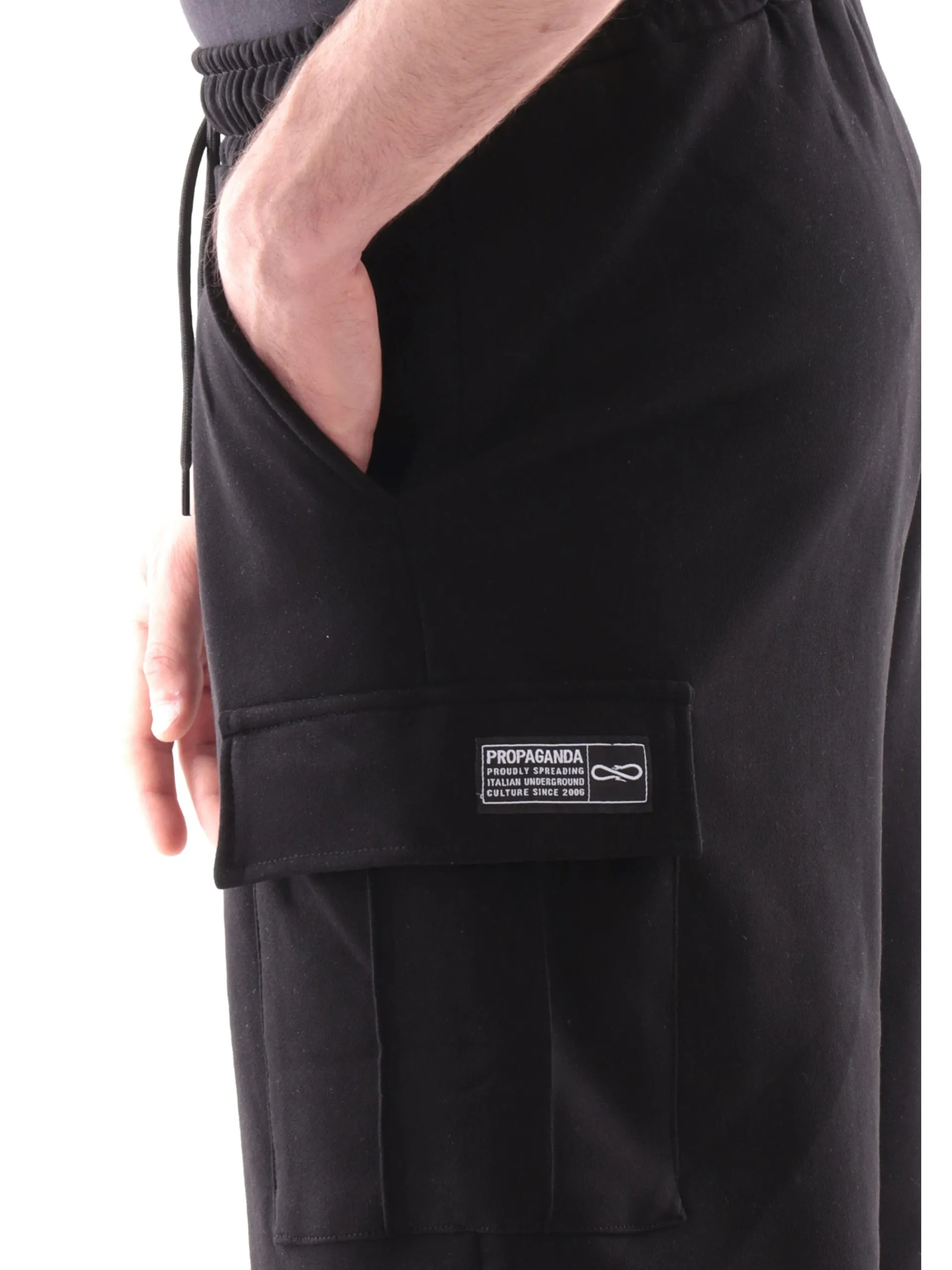 PROPAGANDA Bermuda*Pantaloncini neri da uomo Logo Capital 25SSPRBR