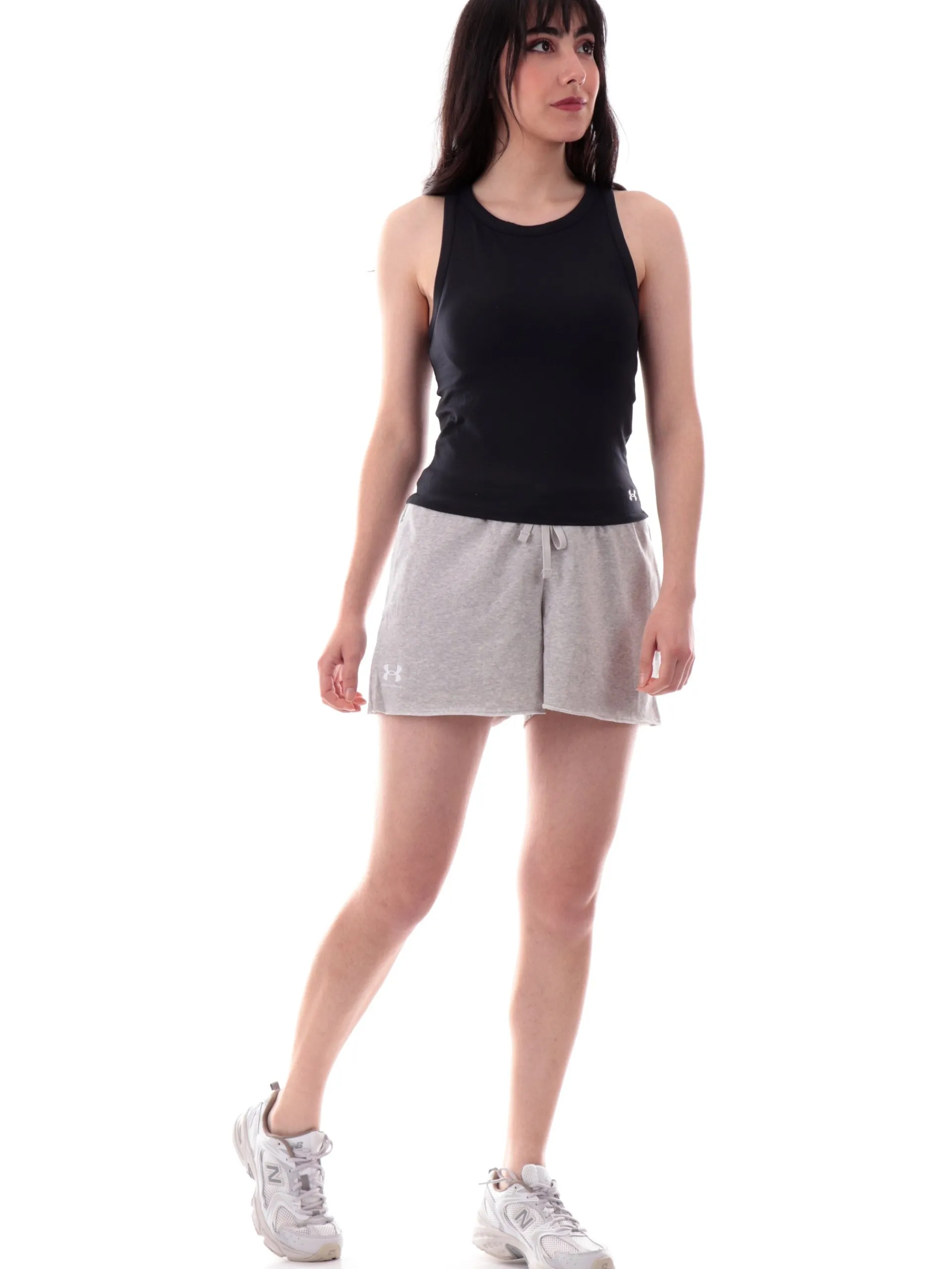 UNDER ARMOUR Shorts*Pantaloncini grigi Rival Terry da donna con logo 13896570