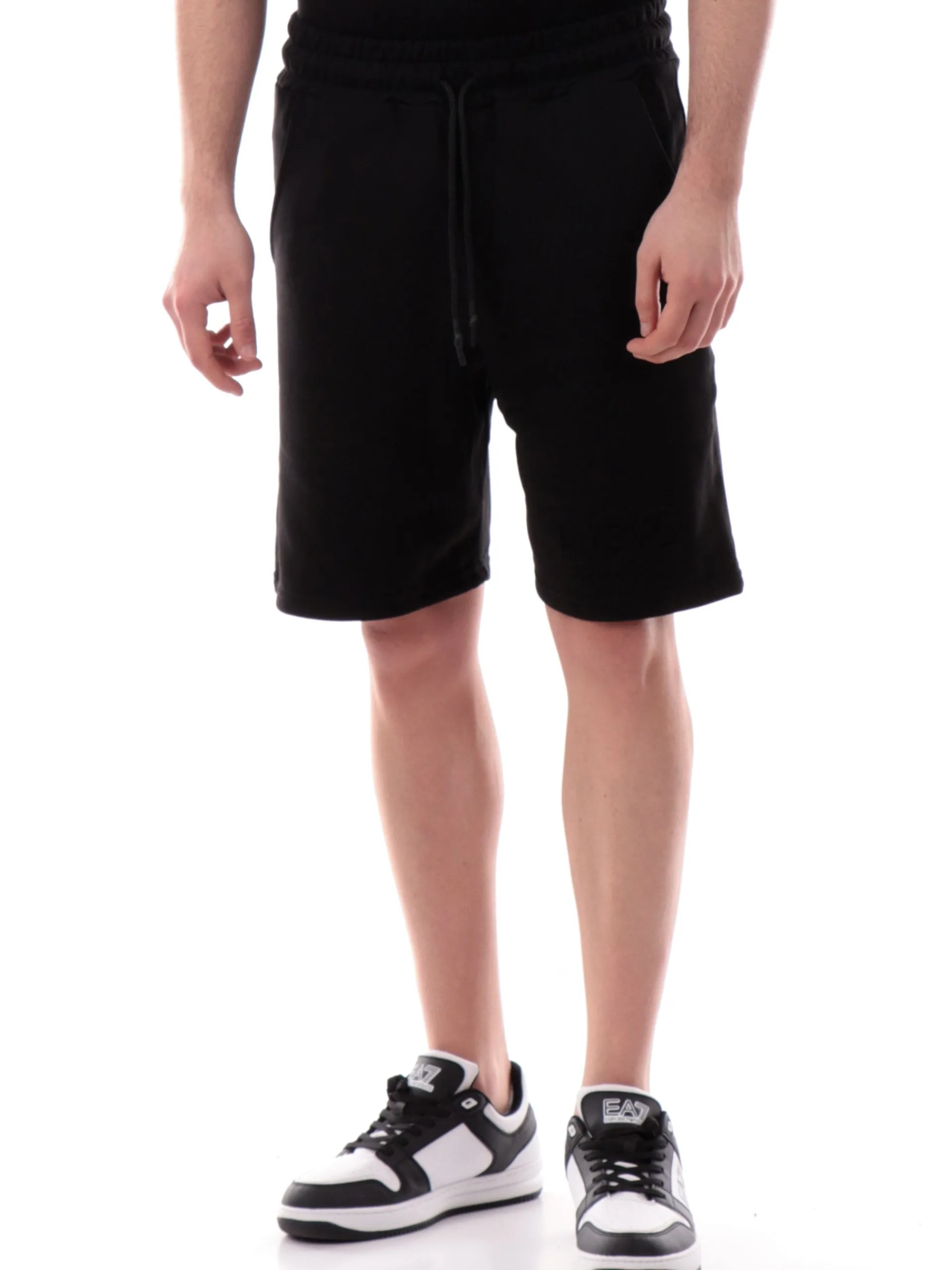 DS2 Bermuda*Pantaloncini uomo Nero logo rilievo SS25214