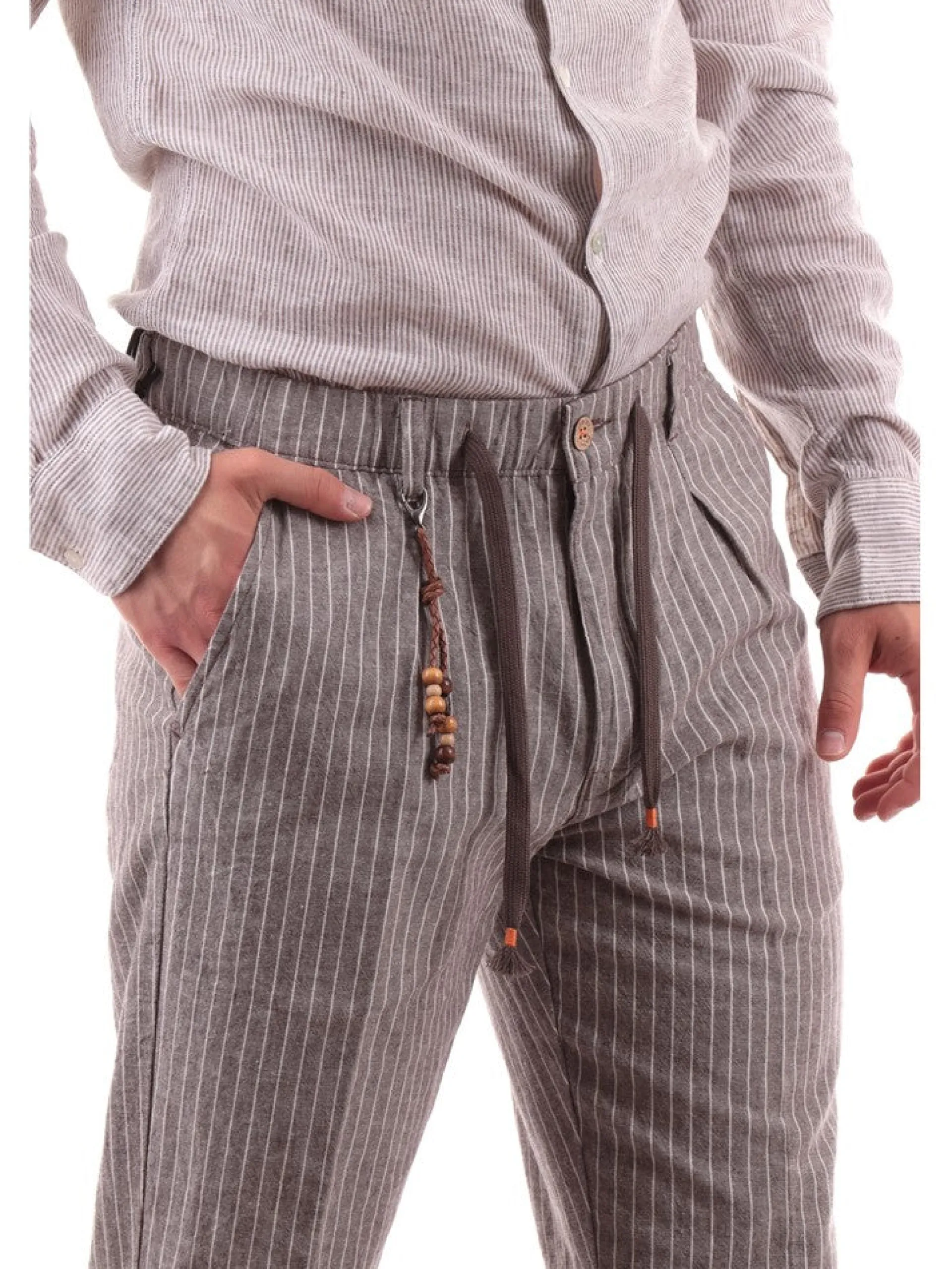YES ZEE Pantaloni*Pantaloni a righe grigi da uomo P683PQ002