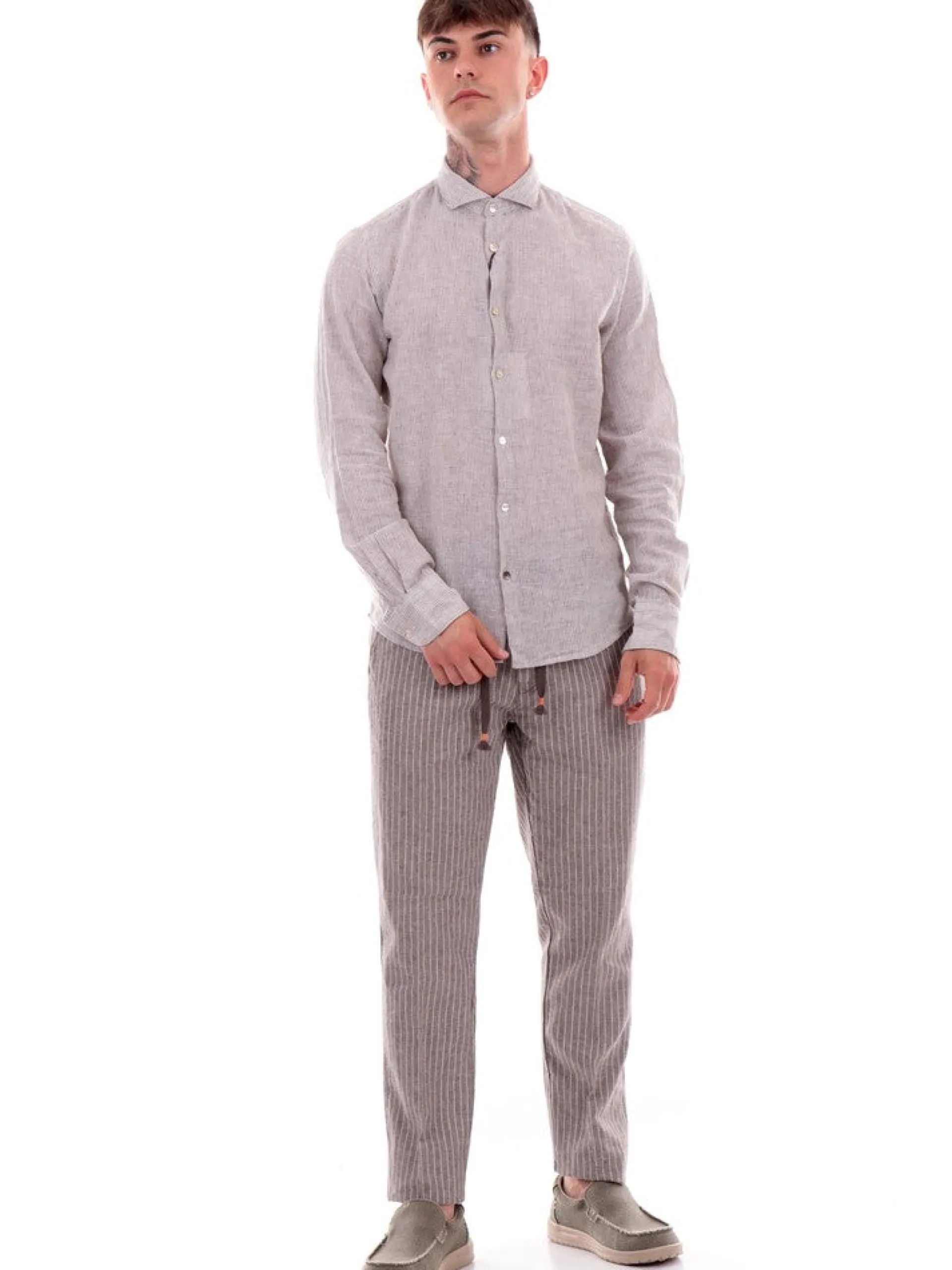YES ZEE Pantaloni*Pantaloni a righe grigi da uomo P683PQ002