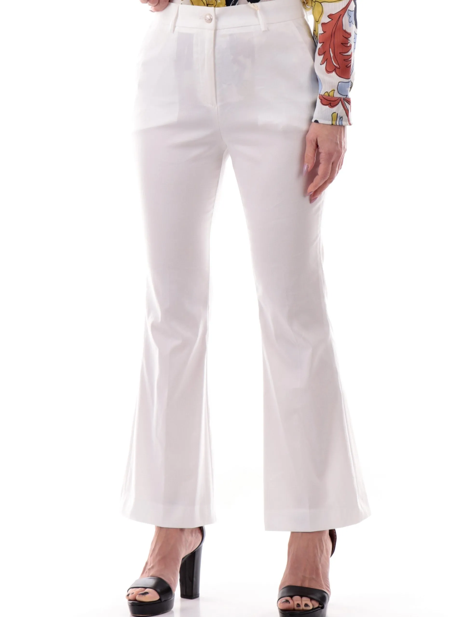 YES ZEE Pantaloni*Pantaloni a zampa bianchi da donna P323KD00
