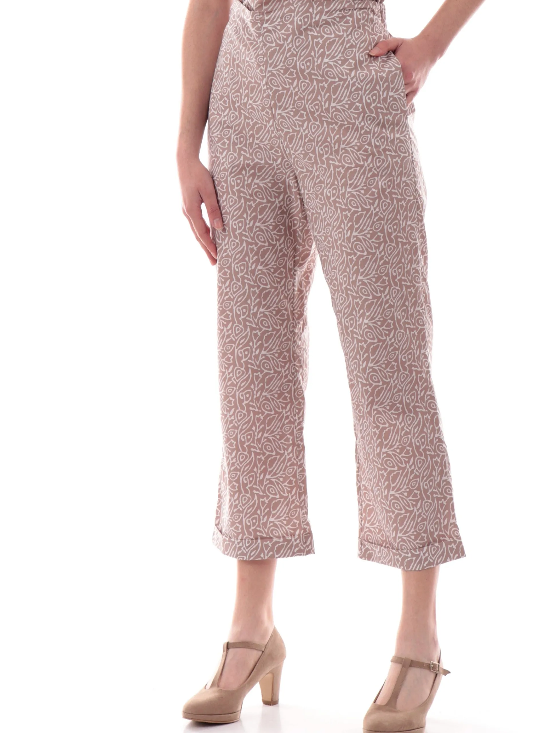 ANIS Pantaloni*Pantaloni Chino beige da donna con risvolto Crop 251C1338