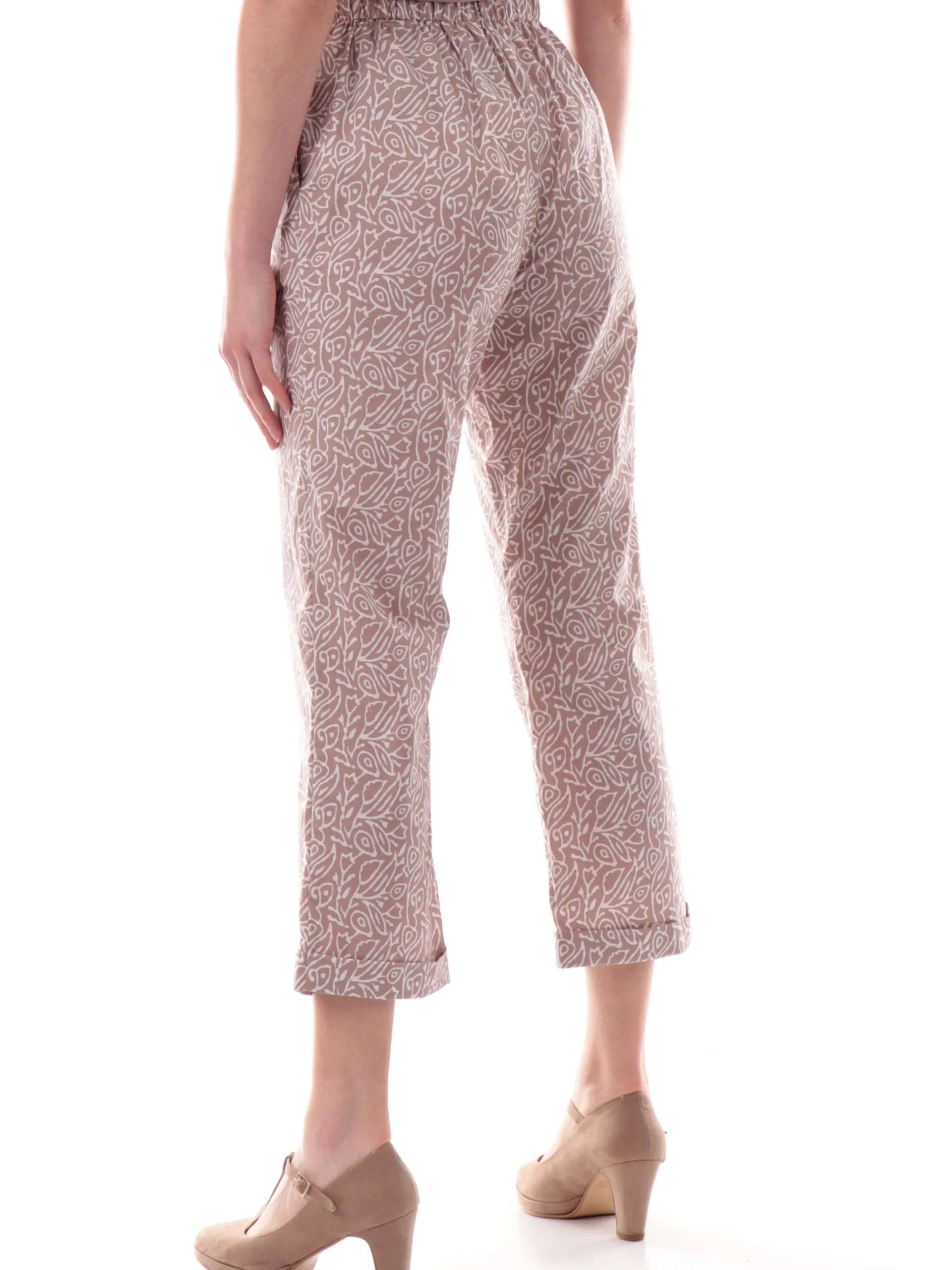 ANIS Pantaloni*Pantaloni Chino beige da donna con risvolto Crop 251C1338