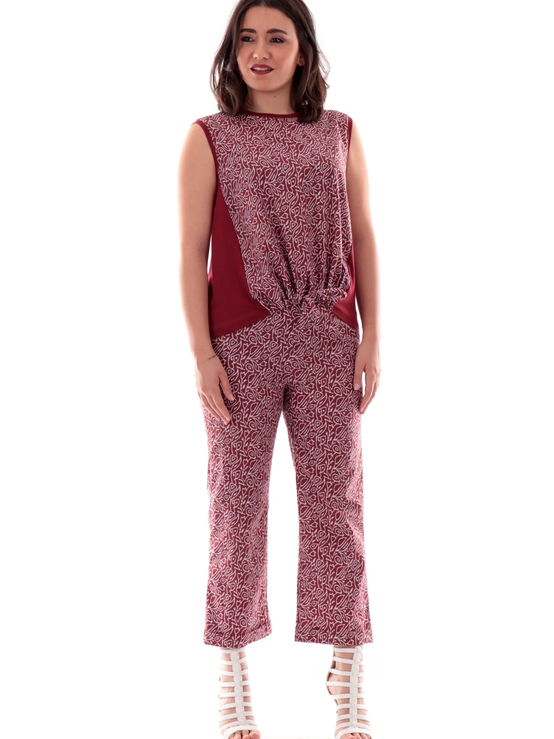ANIS Pantaloni*Pantaloni Chino bordeaux da donna con risvolto Crop 251C1338