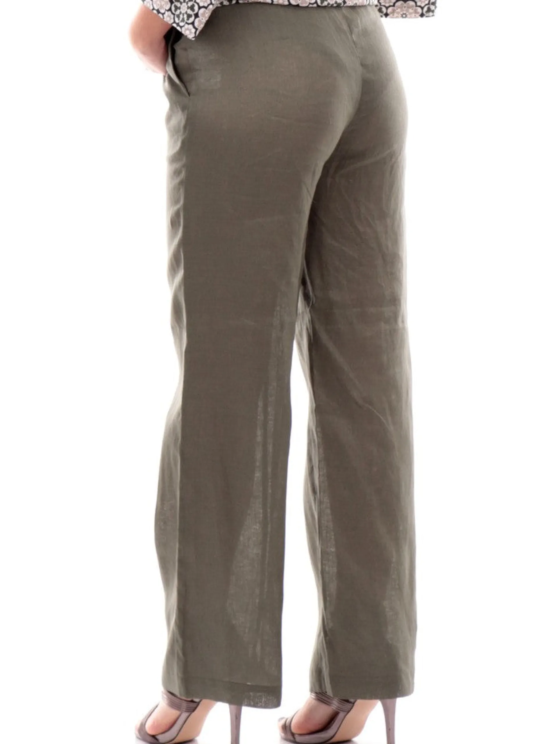 ANIS Pantaloni*Pantaloni verdi da donna in lino 2431387