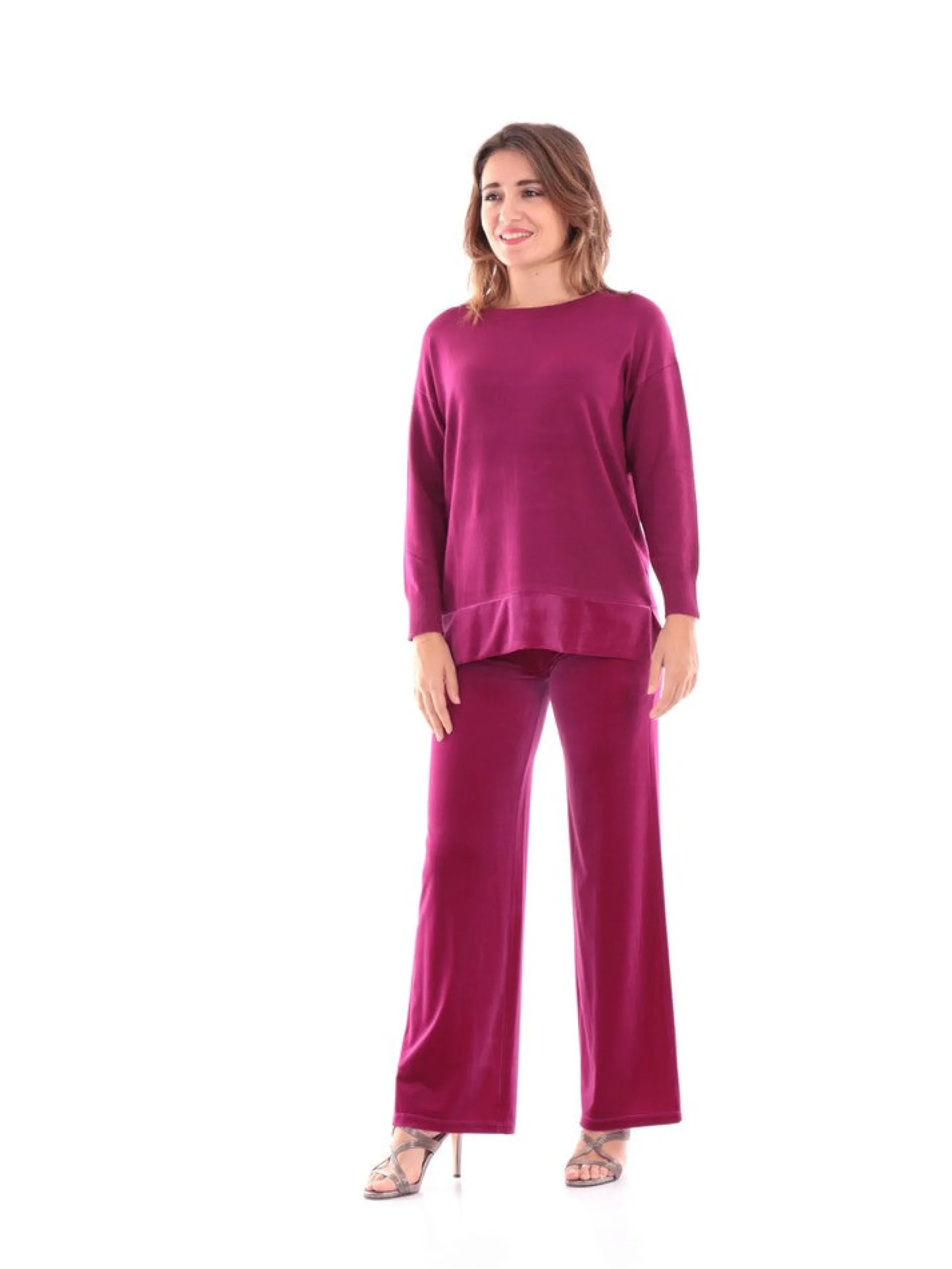 ANIS Pantaloni*Pantaloni viola da donna in velluto Pantapalazzo 2351026