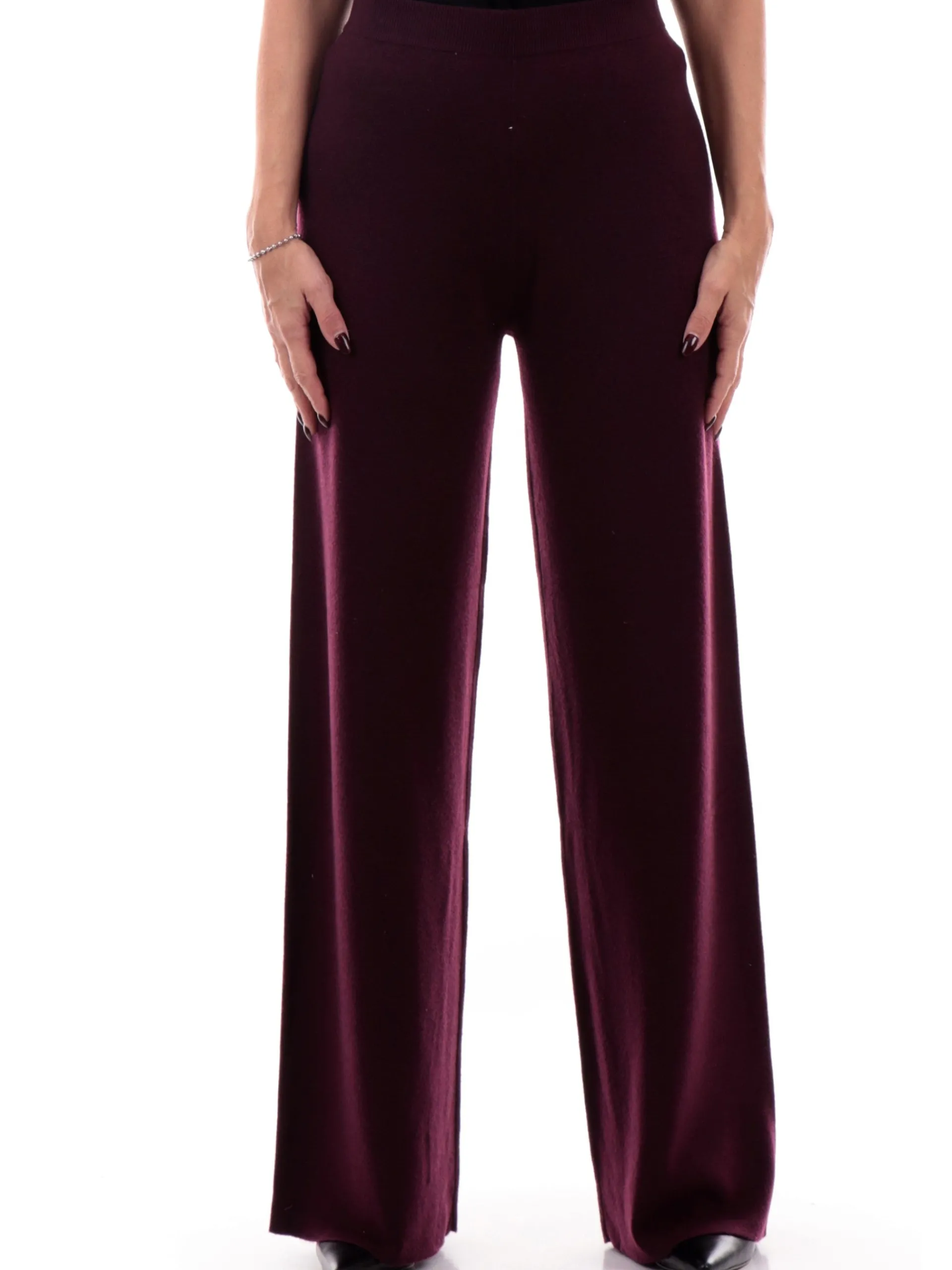ANIS Pantaloni*Pantaloni White Bordeaux da Donna realizzati in maglia con elastico 245W1336