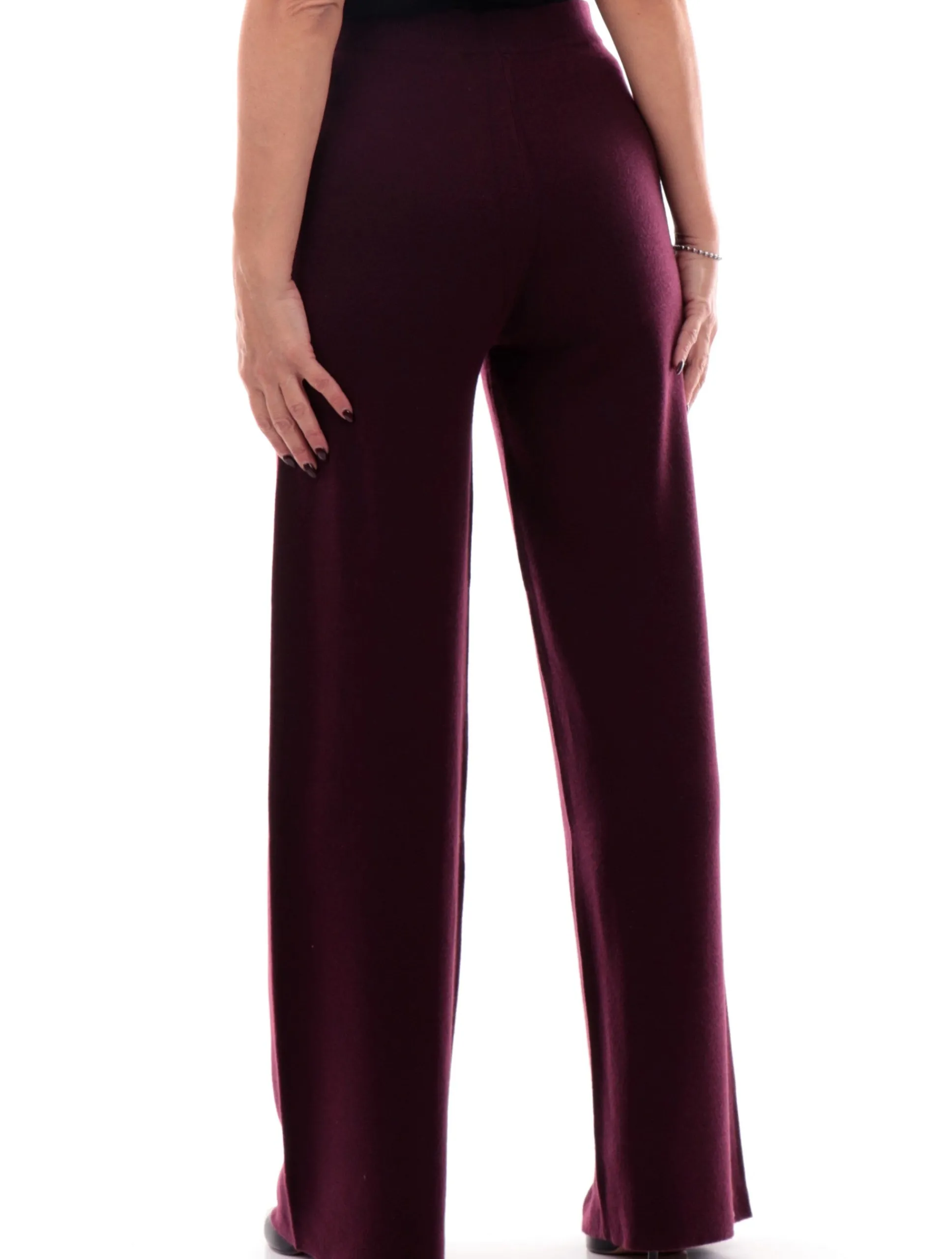 ANIS Pantaloni*Pantaloni White Bordeaux da Donna realizzati in maglia con elastico 245W1336