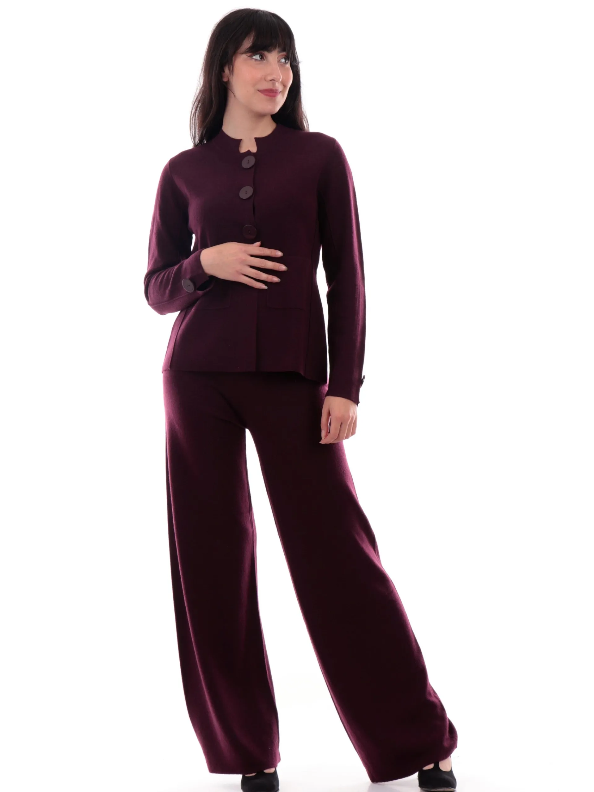 ANIS Pantaloni*Pantaloni White Bordeaux da Donna realizzati in maglia con elastico 245W1336