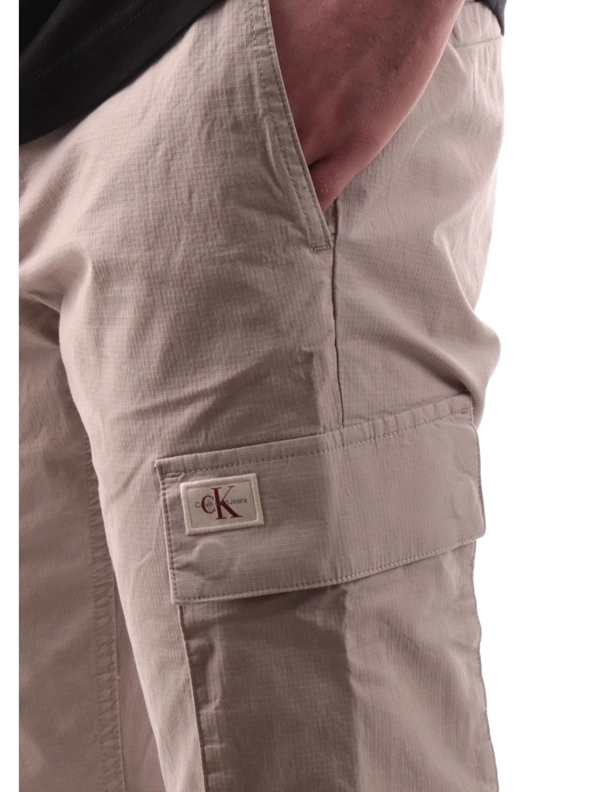 CALVIN KLEIN Pantaloni*Pantaloni beige da uomo cargo con polsini elastici J30J327614